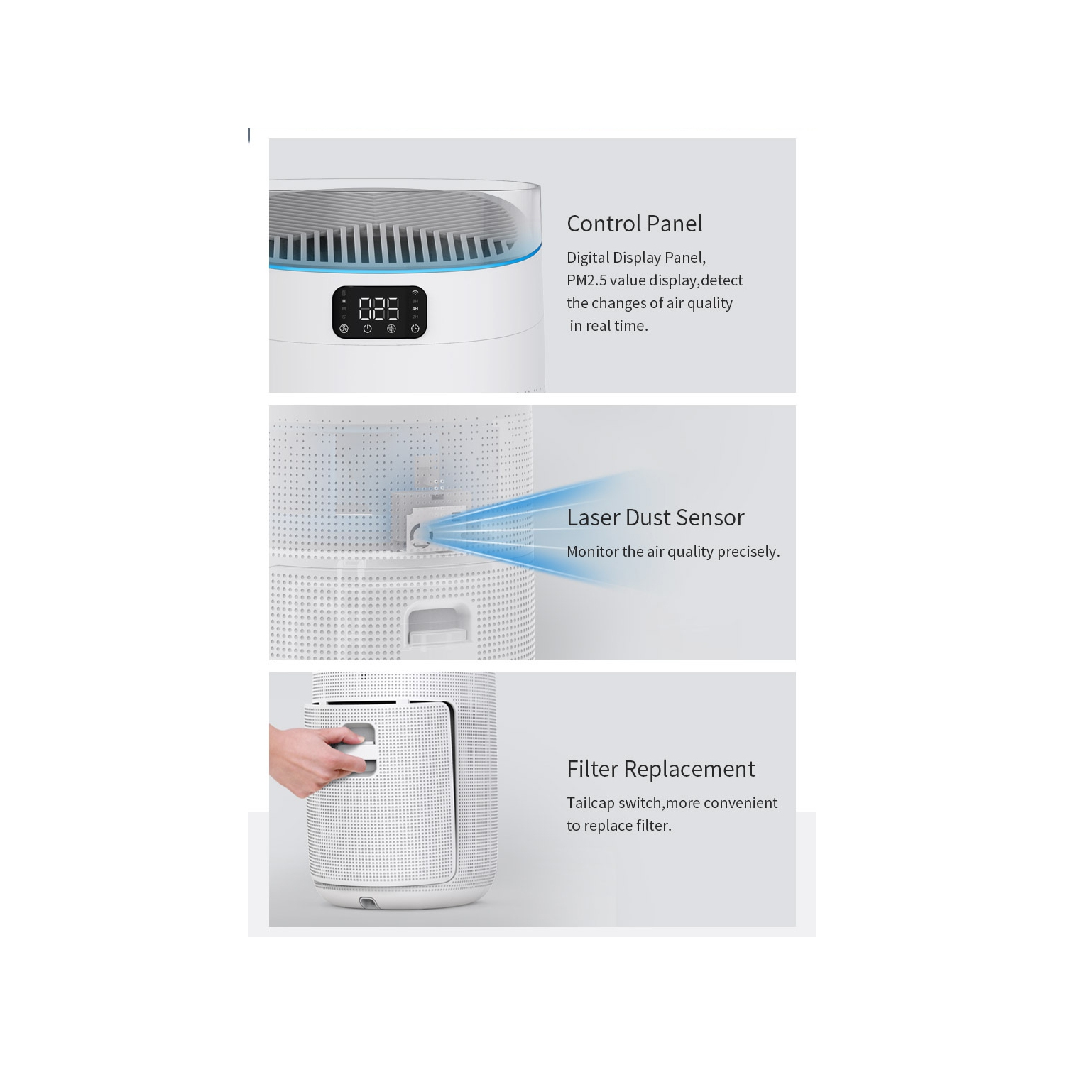 JS Complete 5-in-1 SMART Ionic Air Purifier & Odour Eliminator - Built-in UV-C Germicidal lamp - APP Enabled – 540 sqft coverage