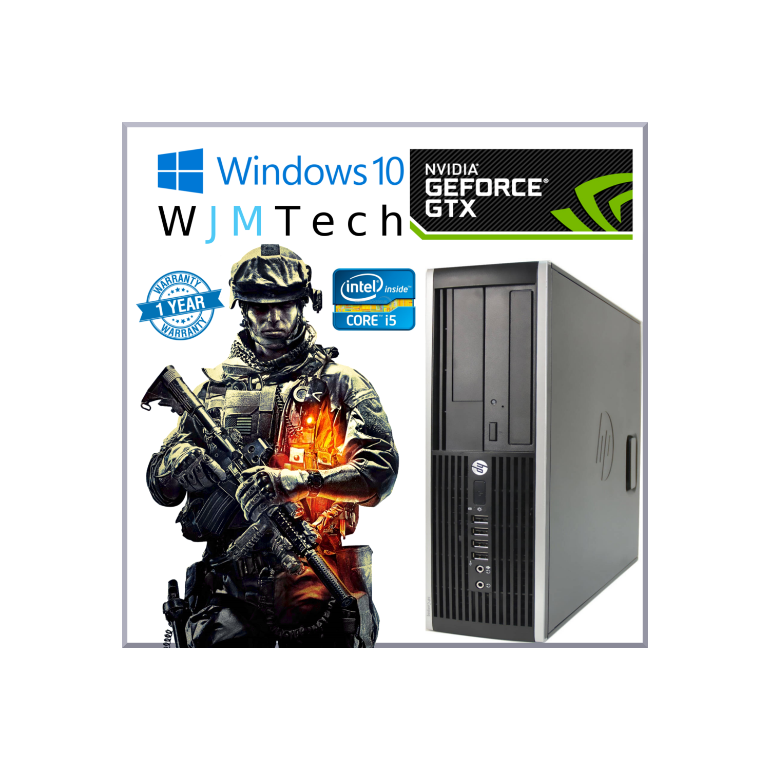 Refurbished (Good) - Gaming PC-HP Elite 8300 SFF Desktop PC intel i7 3770@3.4GHz 16GB RAM 240G SSD Windows 10 Pro NEW NVIDIA GT 1030 2GB WiFi