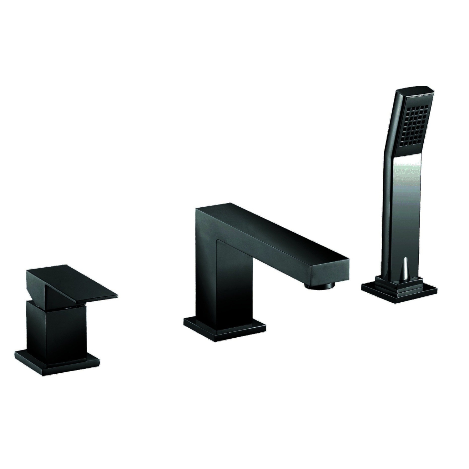 Agua Canada - SALVATORE-BK - Matte Black Bathtub Faucet w/ Handshower 3pcs Square Modern