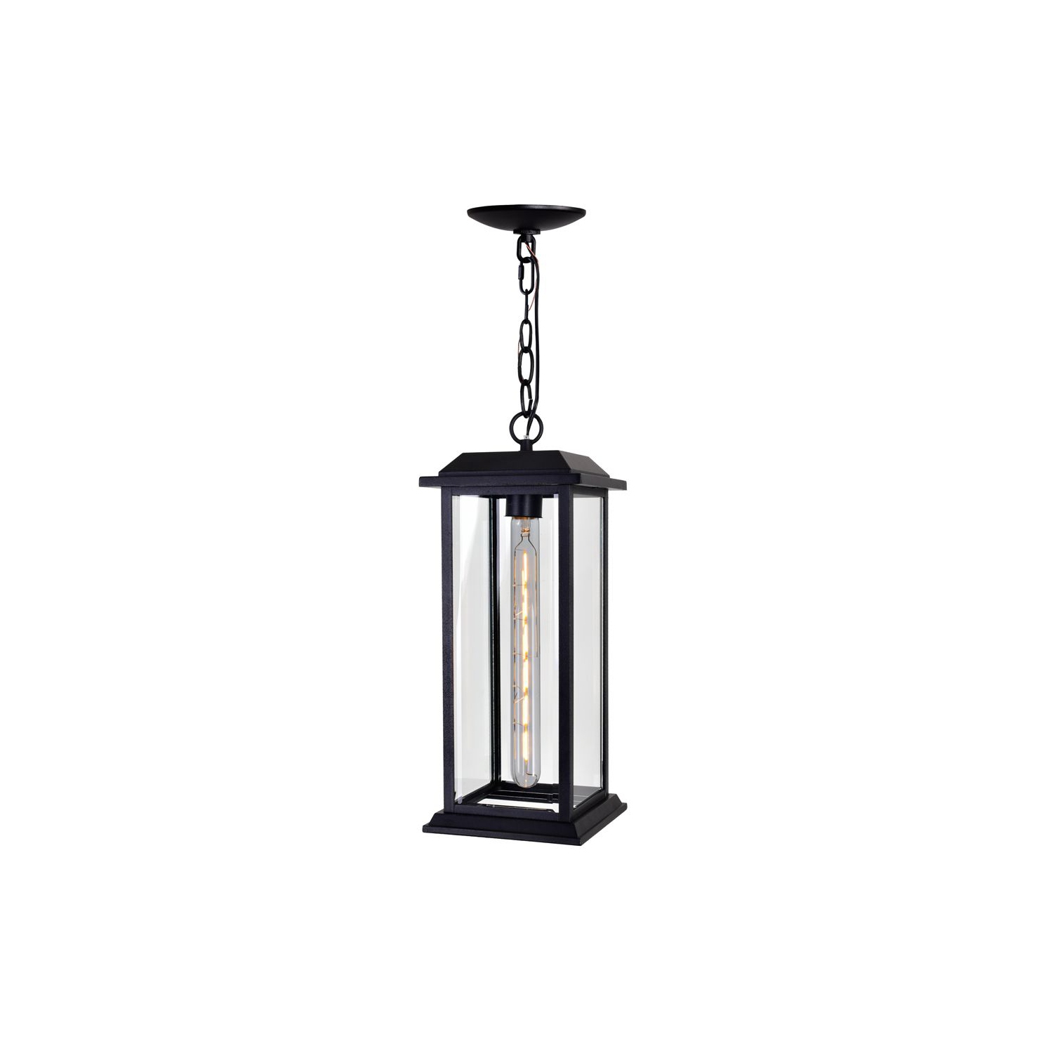 CWI Lighting Blackbridge 1 Light Outdoor Black Pendant