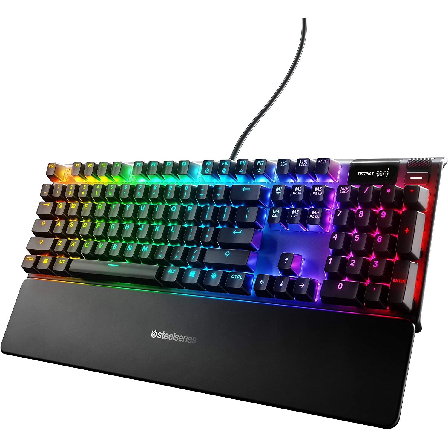 SteelSeries Apex 7 Mechanical Gaming Keyboard – OLED Smart Display – USB Passthrough and Media Controls – Linear and Quiet – RGB Backlit (Red Switch)