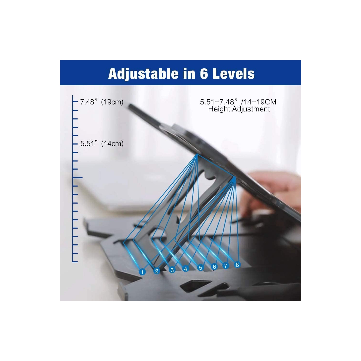 Besign LS01 Adjustable Laptop Stand, Ergonomic Riser Notebook Computer Holder Stand Compatible with Air, Pro, Dell XPS, HP, Lenovo More 10-15.6"