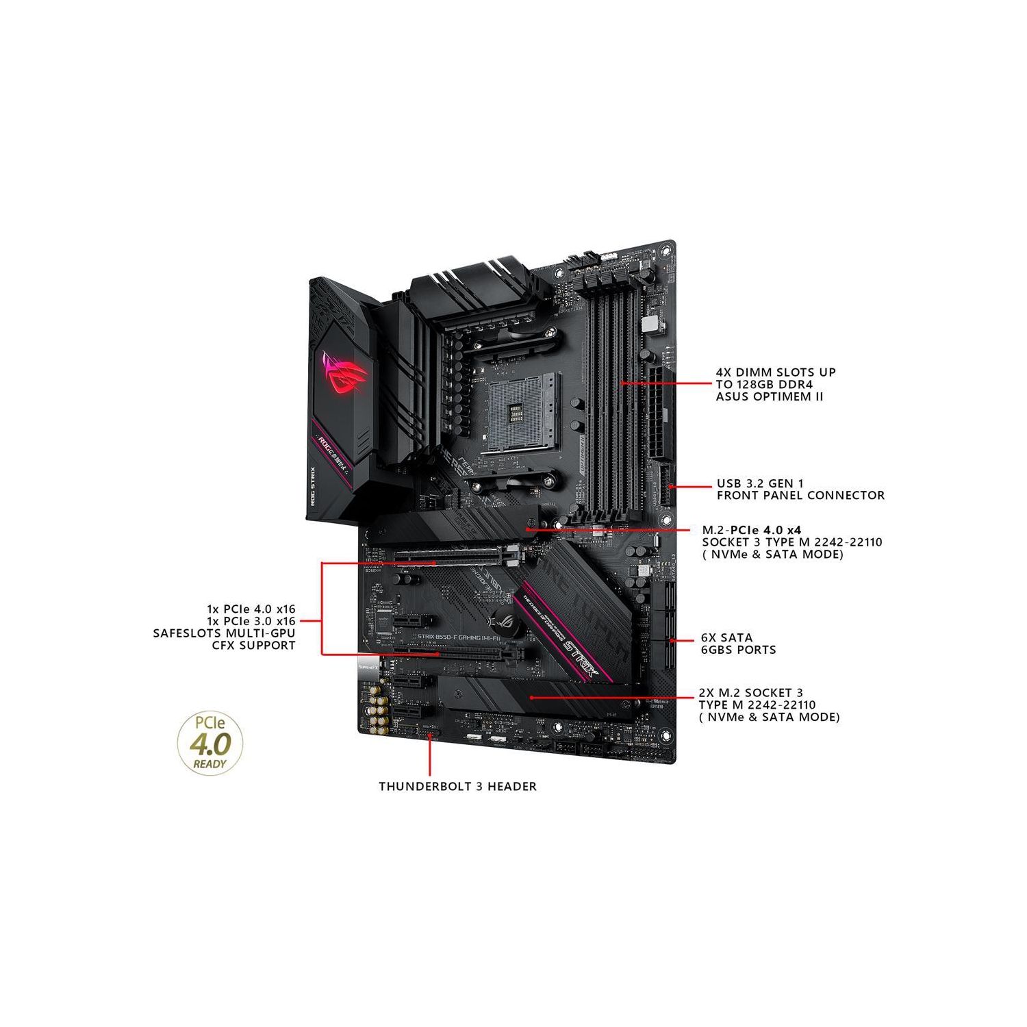 ASUS MOTHERBOARD ROG STRIX B550-F GAMING AM4 AMD B550 SATA 6Gb/s