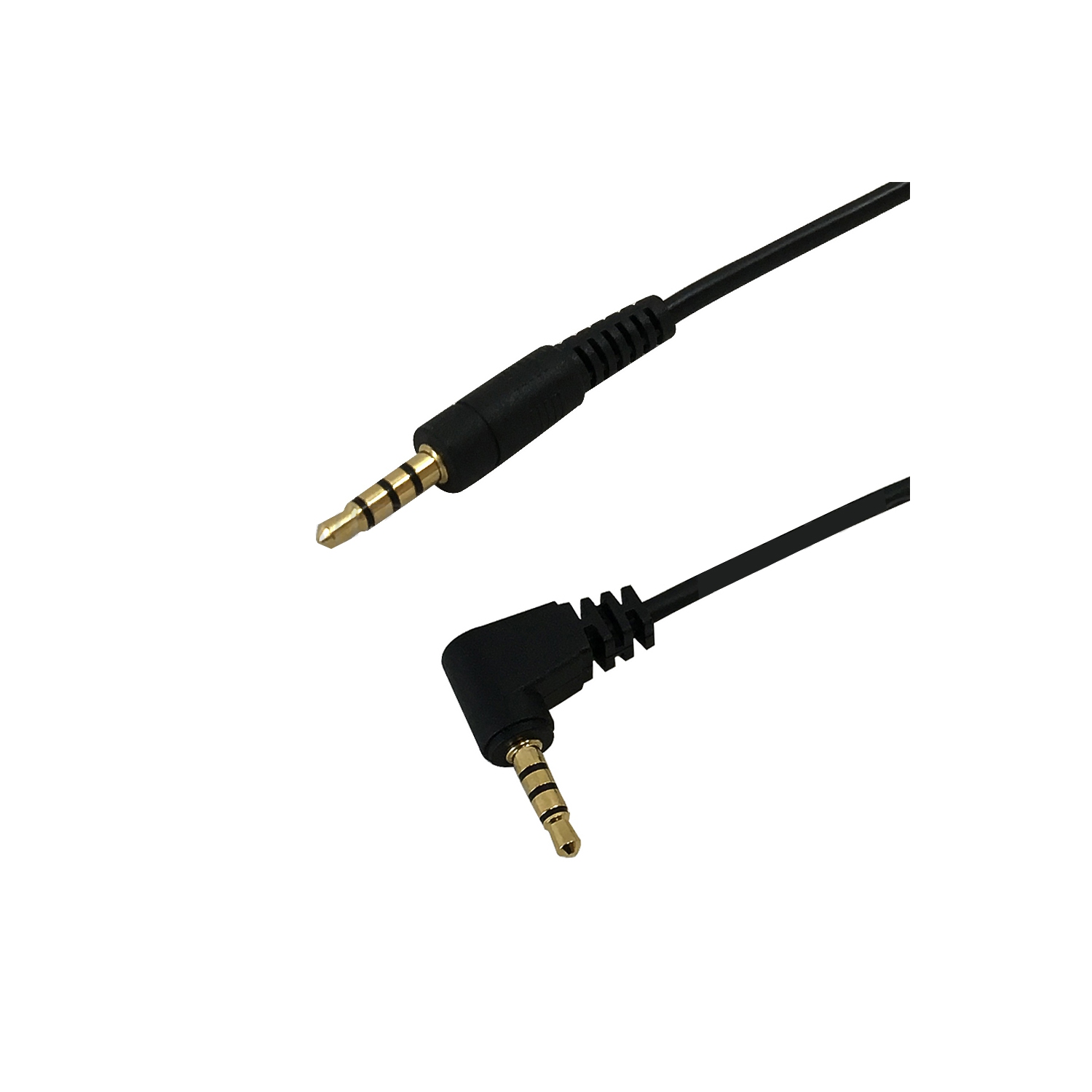 HYFAI 3.5mm 4C Male Staright Jack to Male Right Angle Headphone AUX  Auxiliary Audio Cable Riser Rated CMR/FT4 1 ft