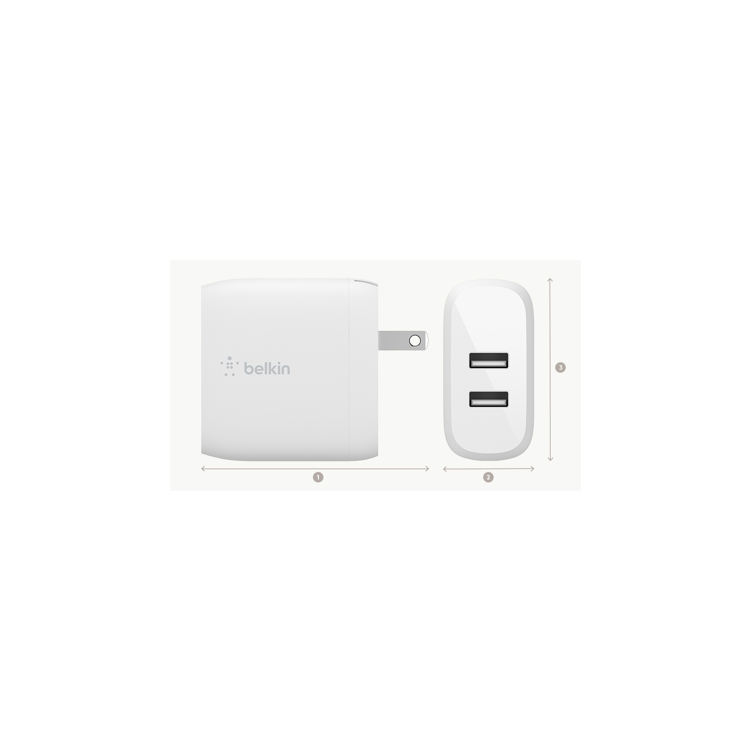 Belkin Boost Charge Dual USB-A Wall Charger - White