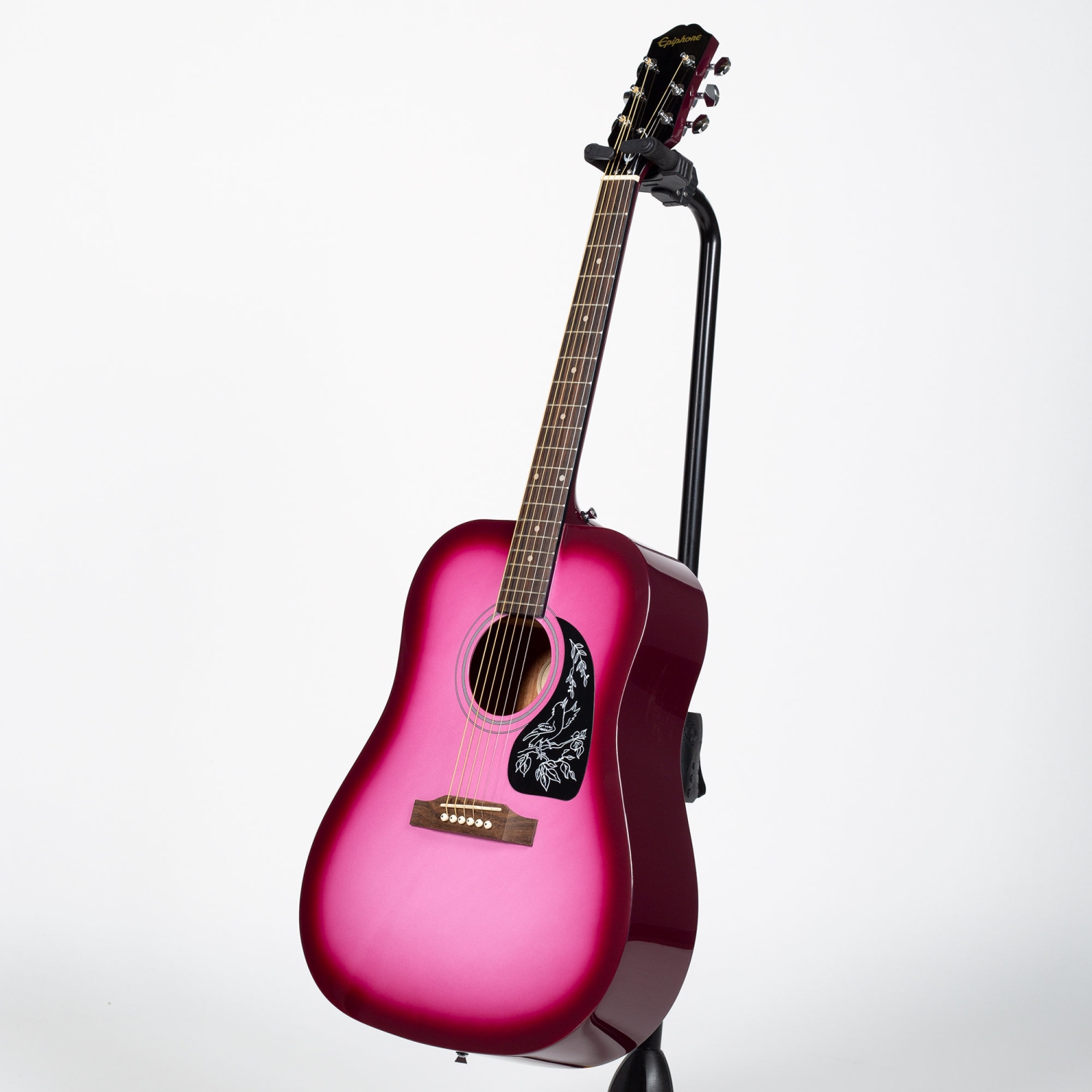 hot pink and black guitar