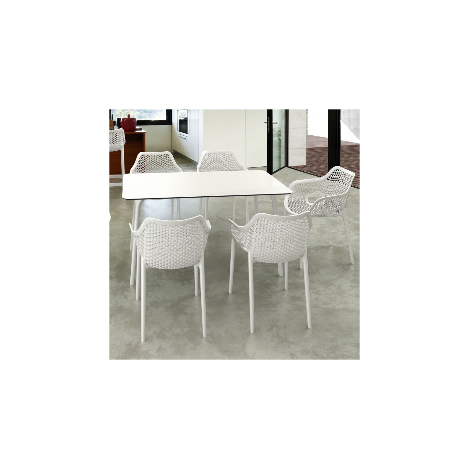 Compamia Maya 55" Patio Dining Table in White