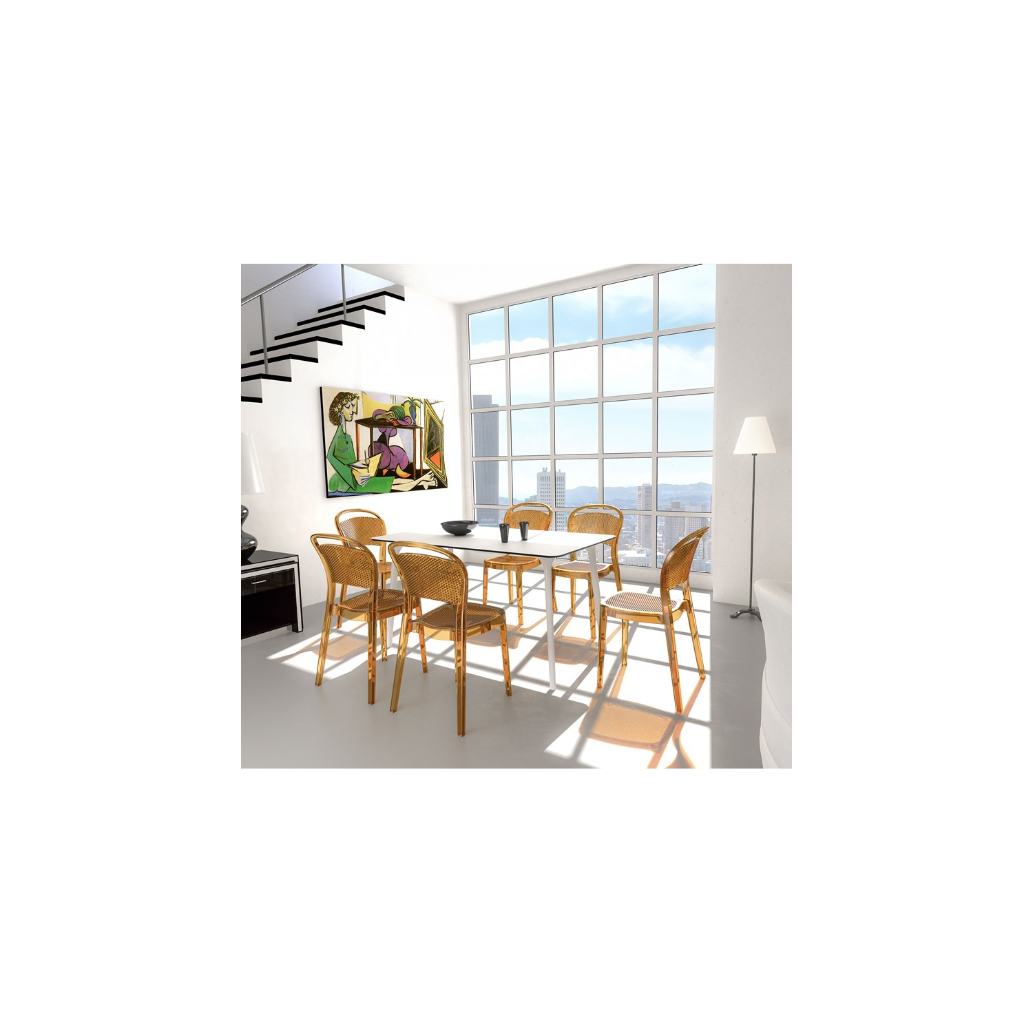 Compamia Maya 55" Patio Dining Table in White