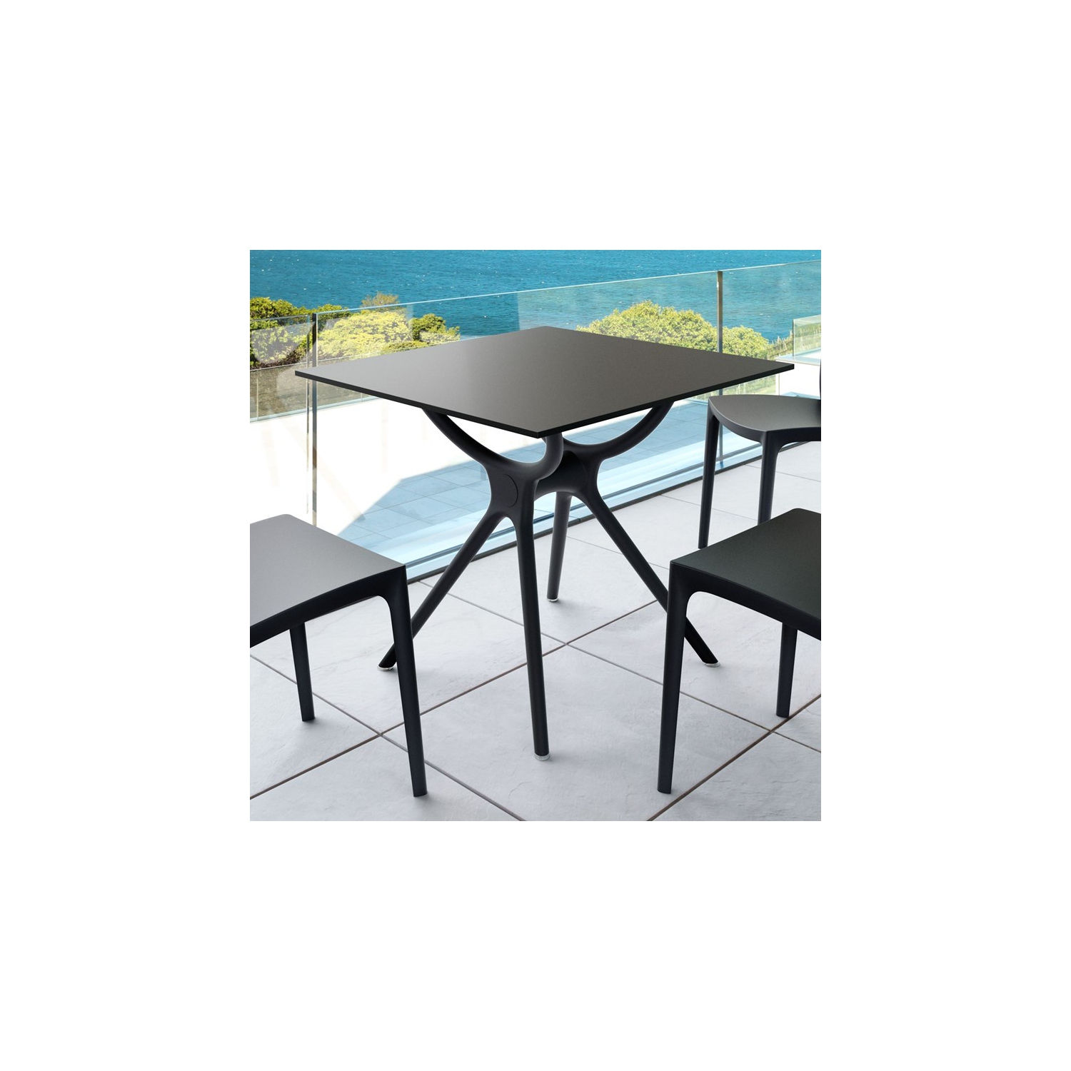 Compamia Siesta Air 31" Square Dining Table in Black