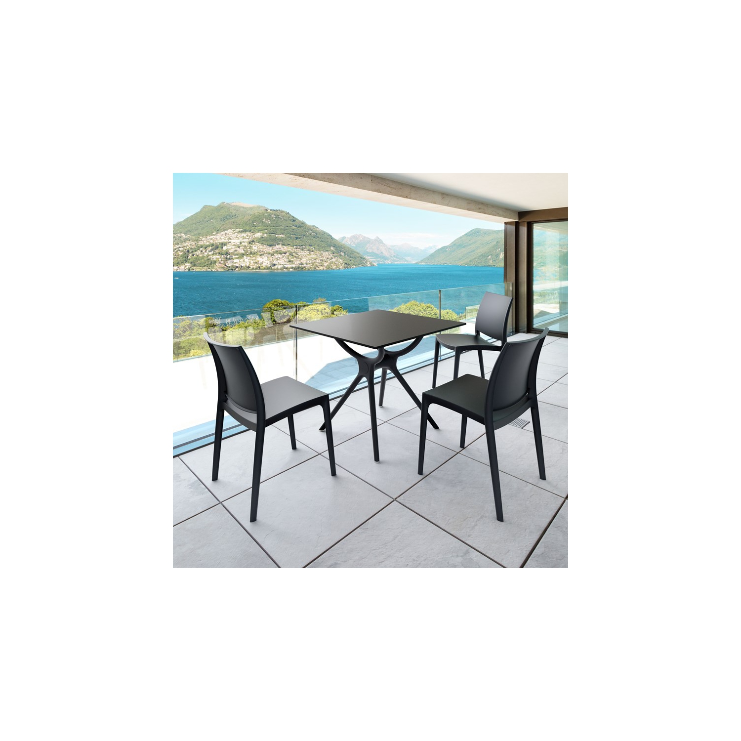 Compamia Siesta Air 31" Square Dining Table in Black