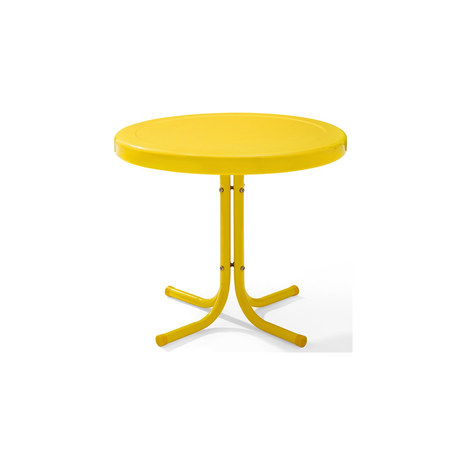 Table d’extrémité de patio en métal rétro jaune de Crosley