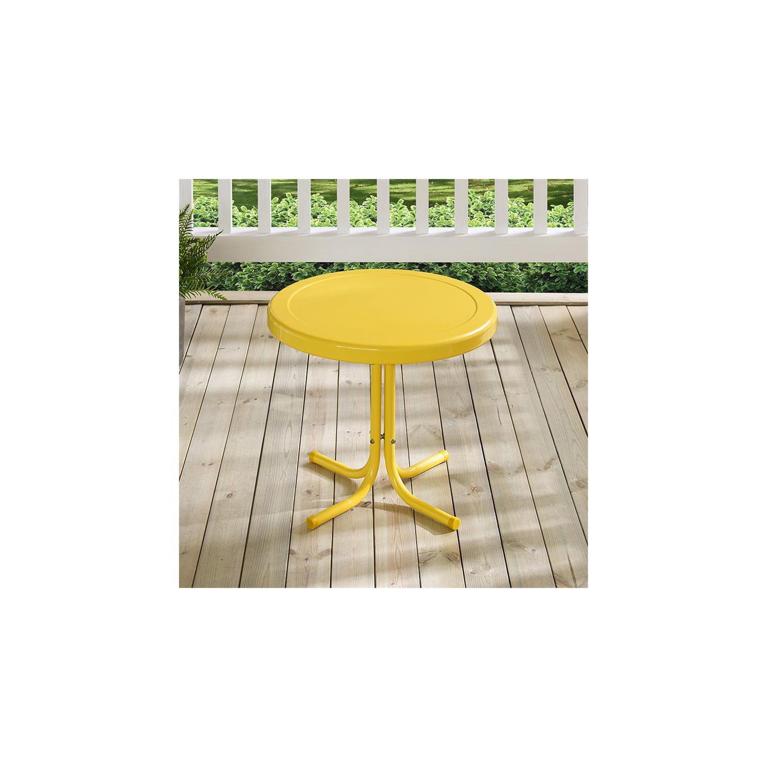 Table d’extrémité de patio en métal rétro jaune de Crosley