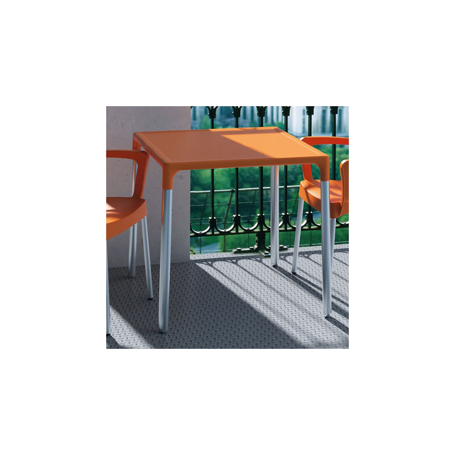 Compamia Mango 28" Aluminum Patio Dining Table in Orange