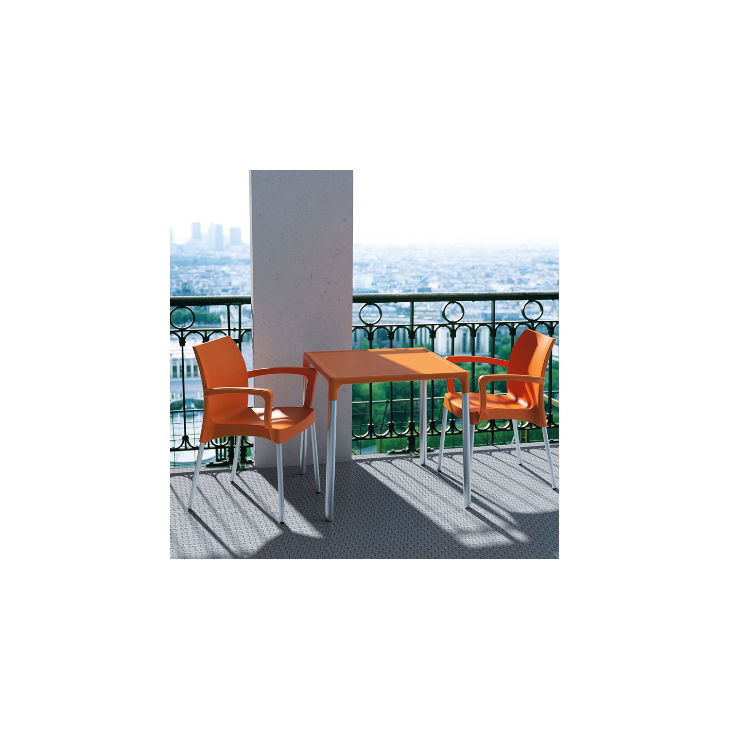 Compamia Mango 28" Aluminum Patio Dining Table in Orange