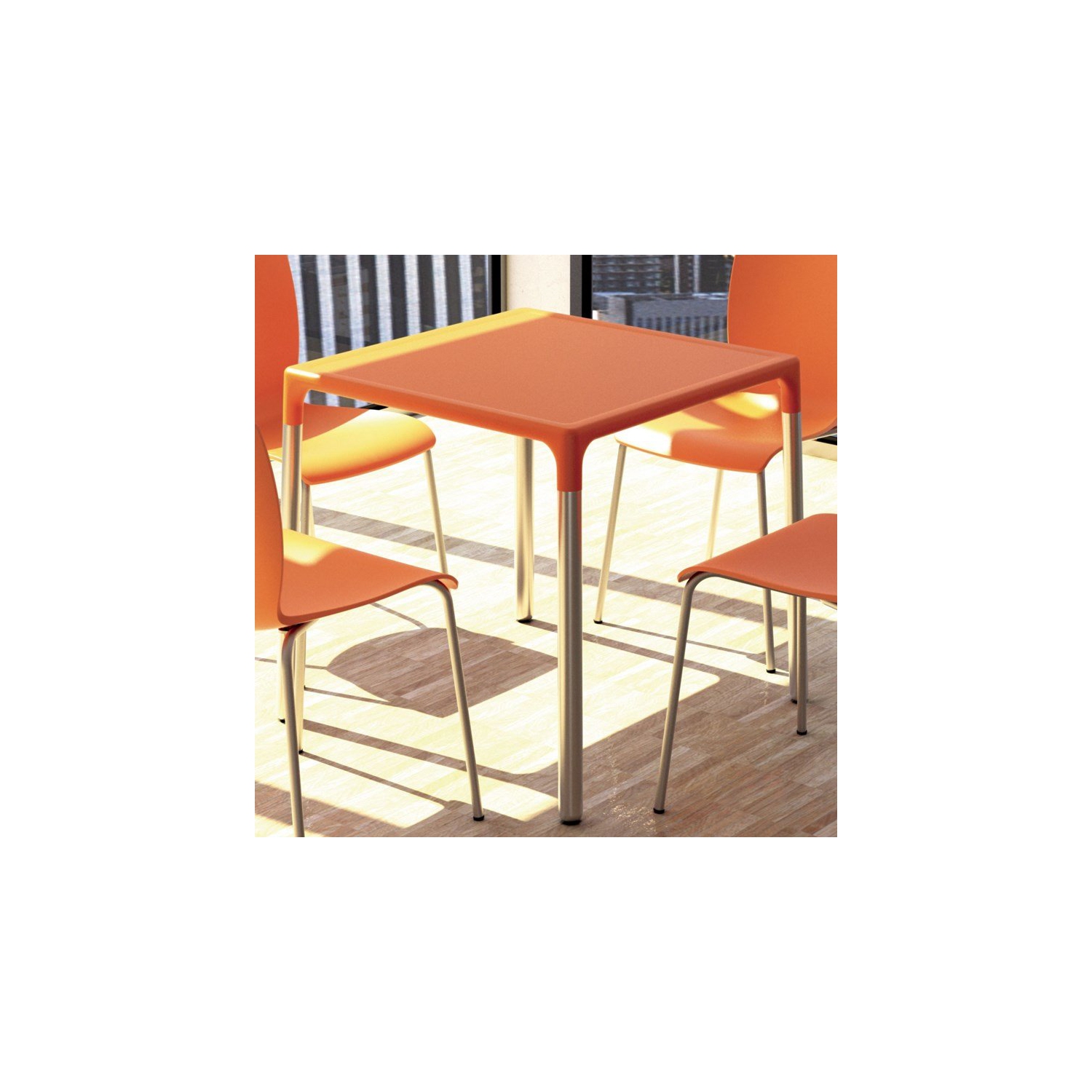 Compamia Mango 28" Aluminum Patio Dining Table in Orange