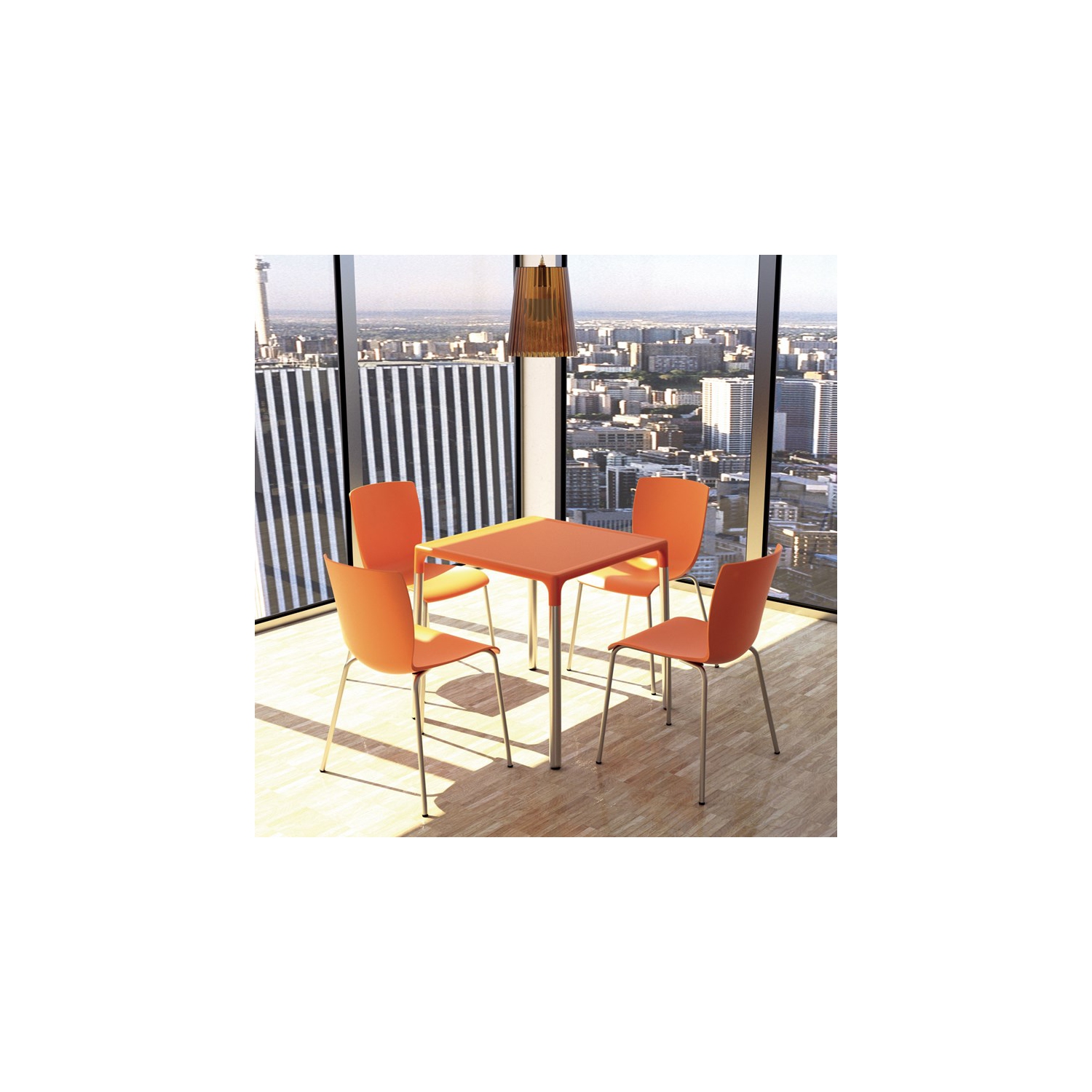 Compamia Mango 28" Aluminum Patio Dining Table in Orange