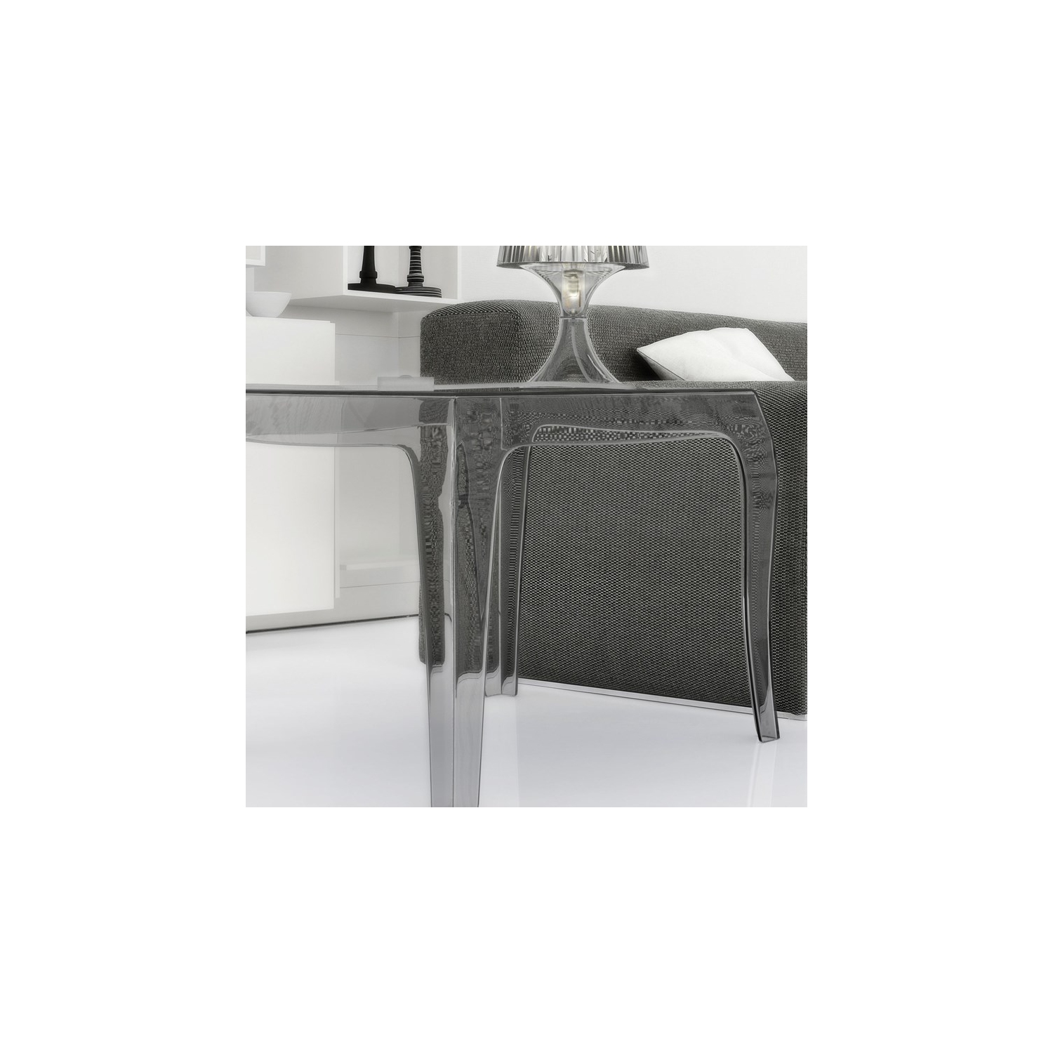 Compamia Queen Polycarbonate Patio Side Table in Transparent Clear