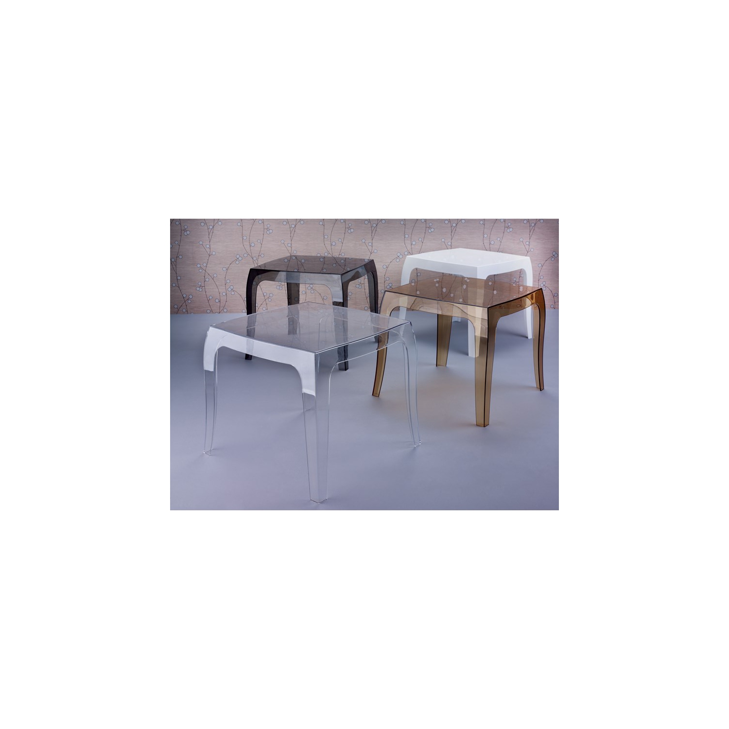 Compamia Queen Polycarbonate Patio Side Table in Transparent Clear