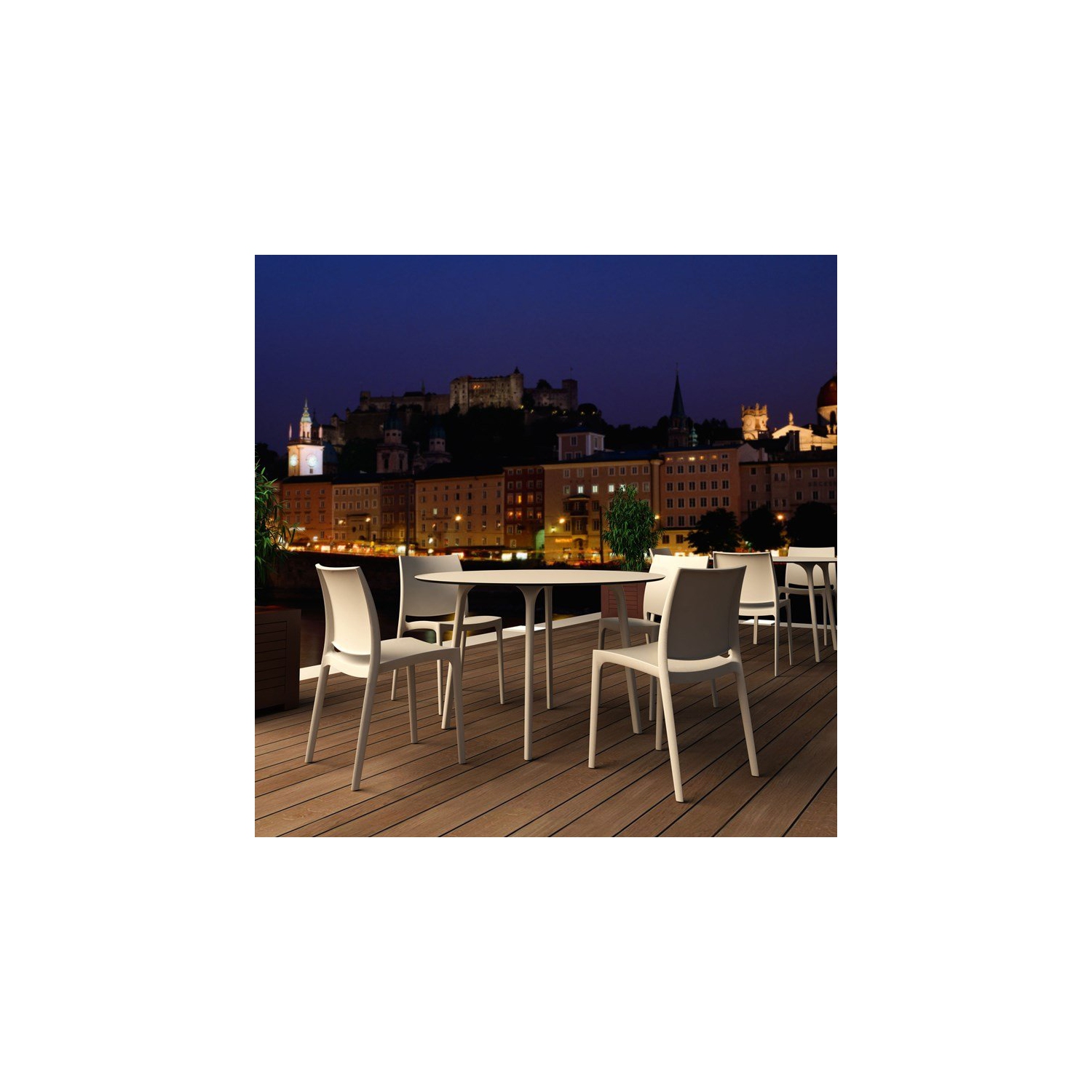 Compamia Maya 47" Round Patio Dining Table in White