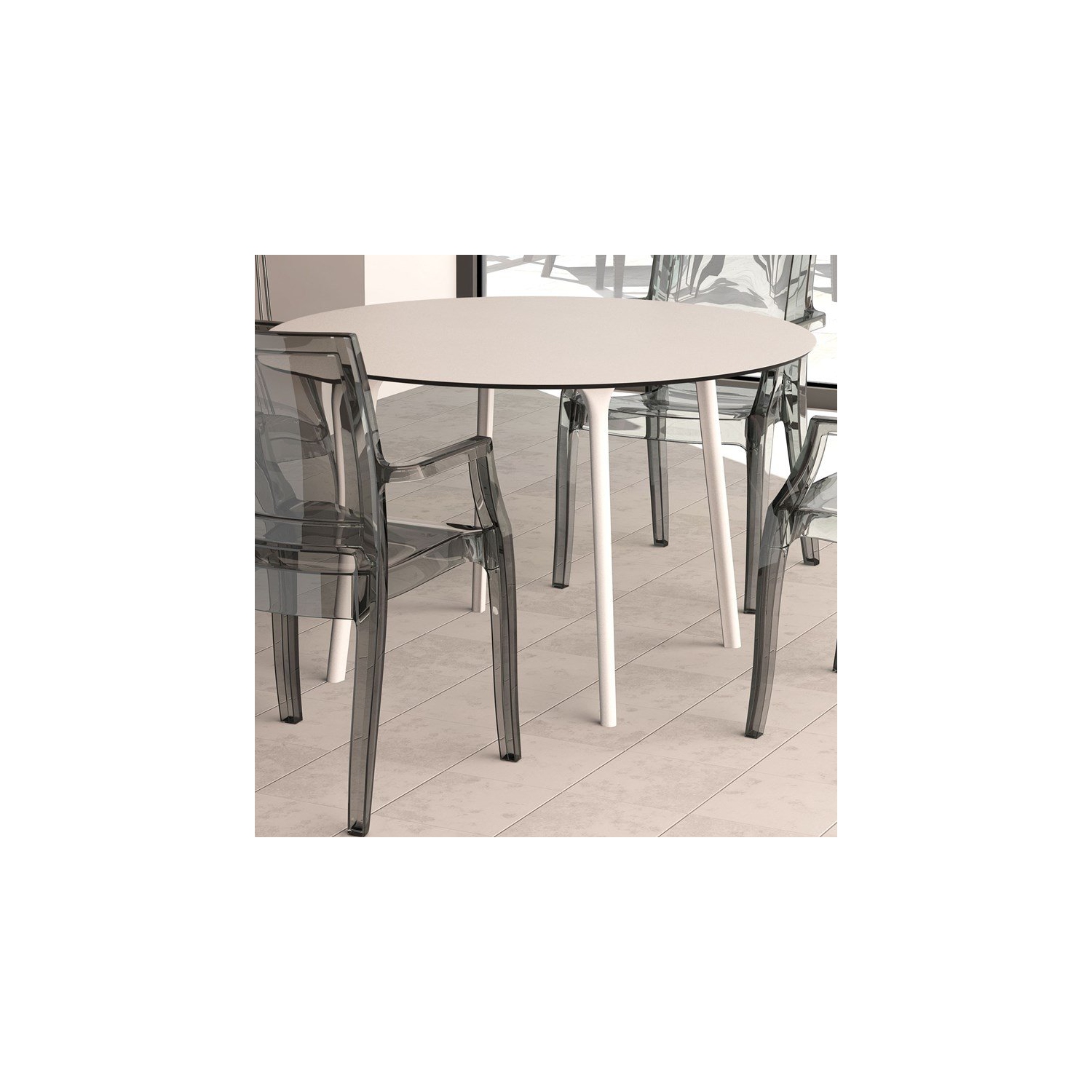 Compamia Maya 47" Round Patio Dining Table in White