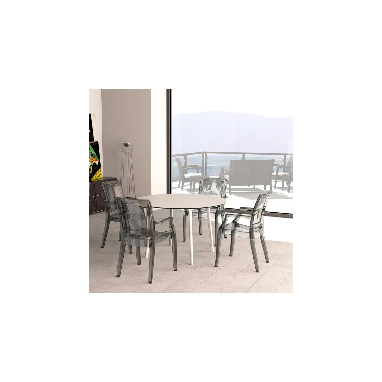 Compamia Maya 47" Round Patio Dining Table in White