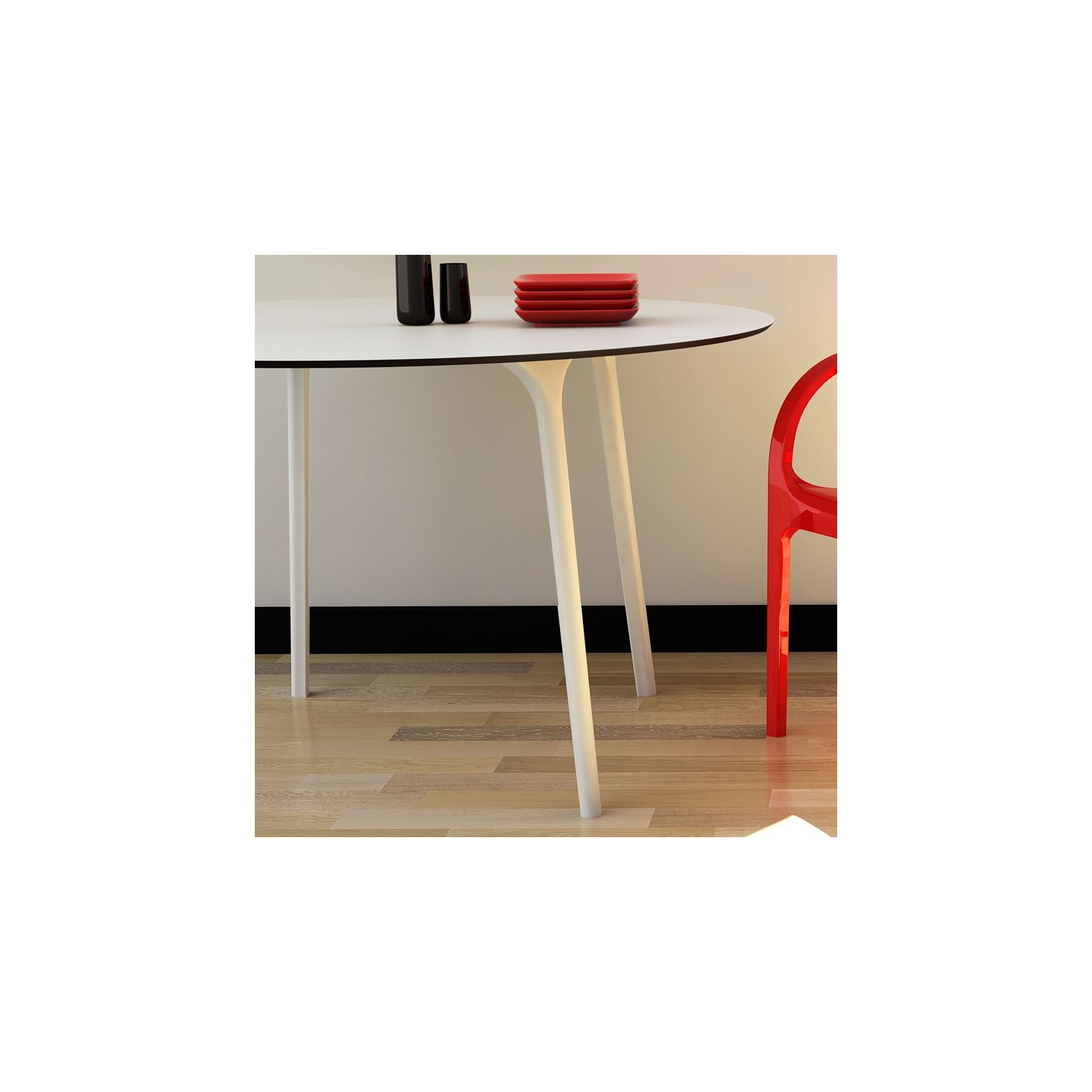 Compamia Maya 47" Round Patio Dining Table in White