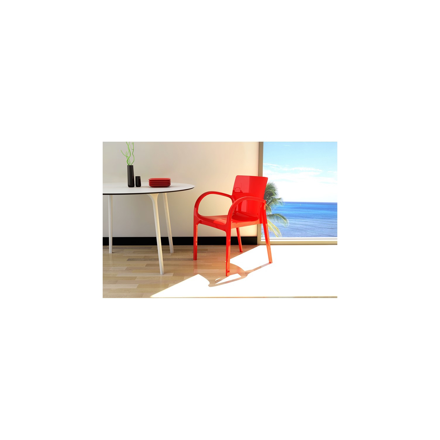 Compamia Maya 47" Round Patio Dining Table in White