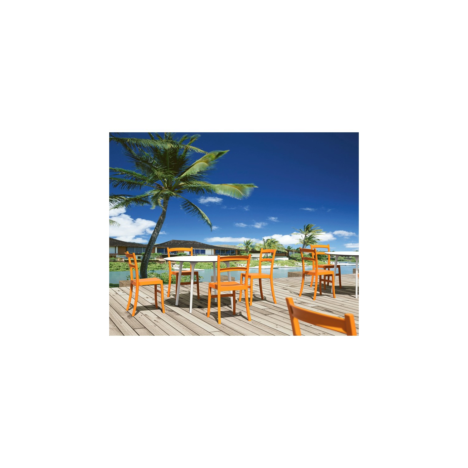 Compamia Maya 47" Round Patio Dining Table in White