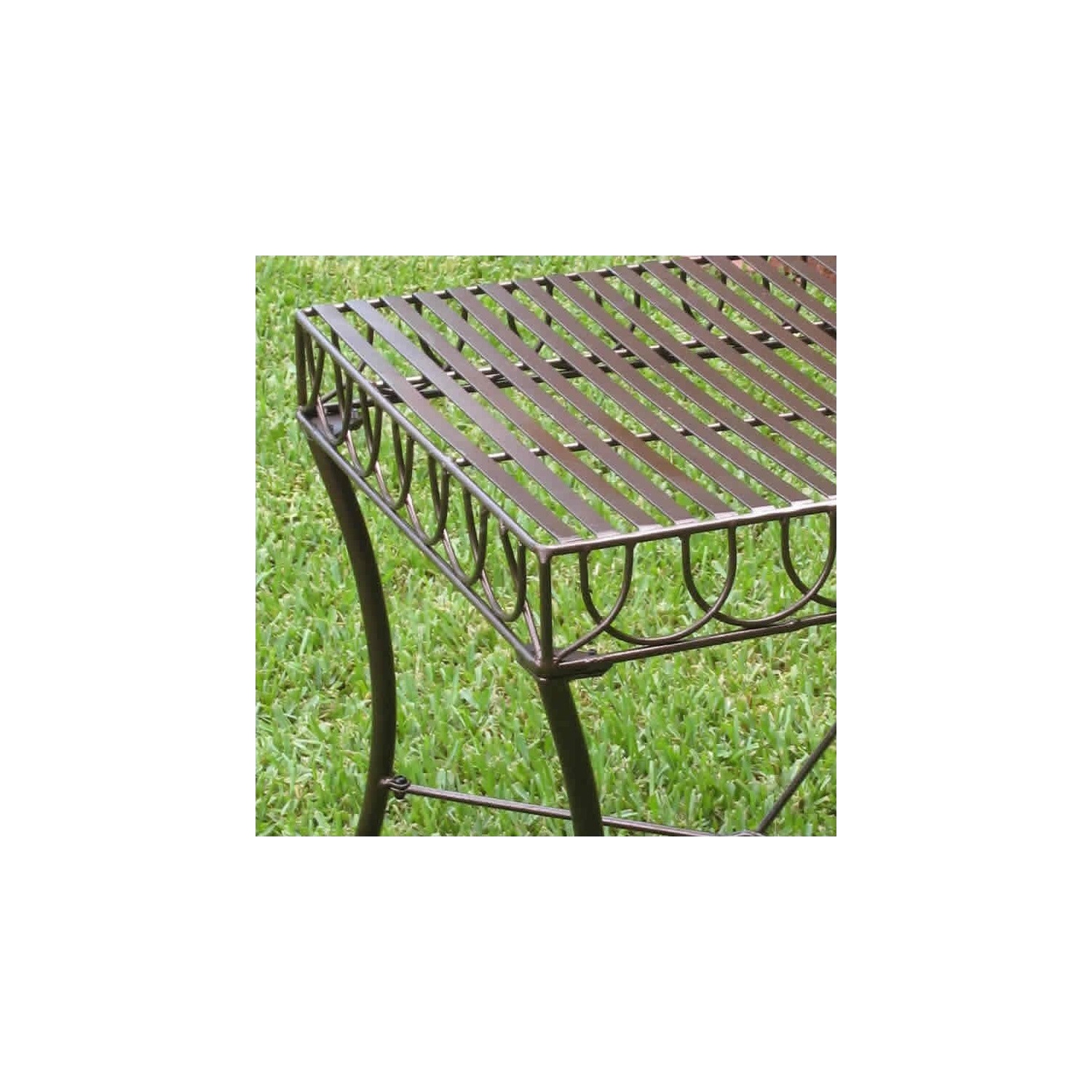 Pemberly Row Iron Patio Side Table in Bronze