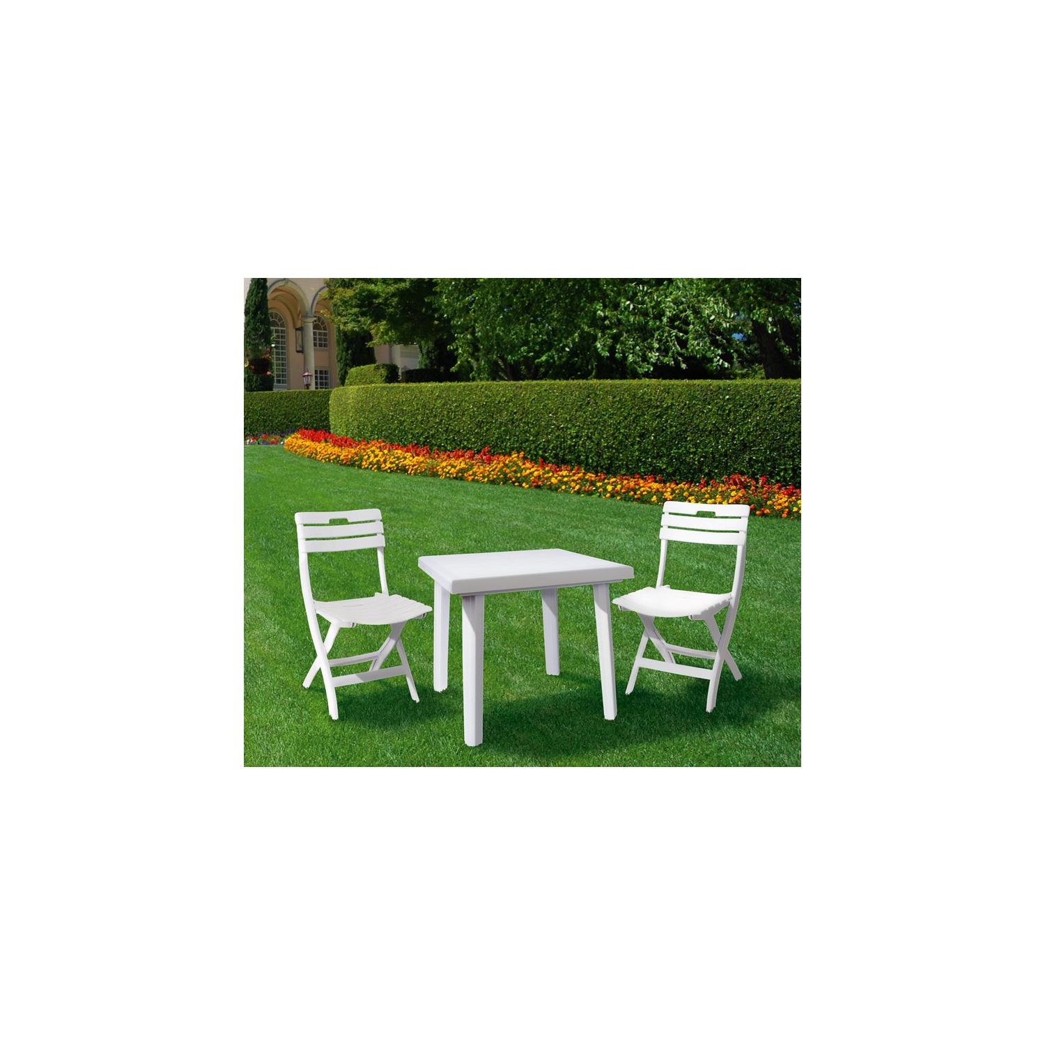 Compamia Cuadra 31" Square Resin Patio Dining Table in White