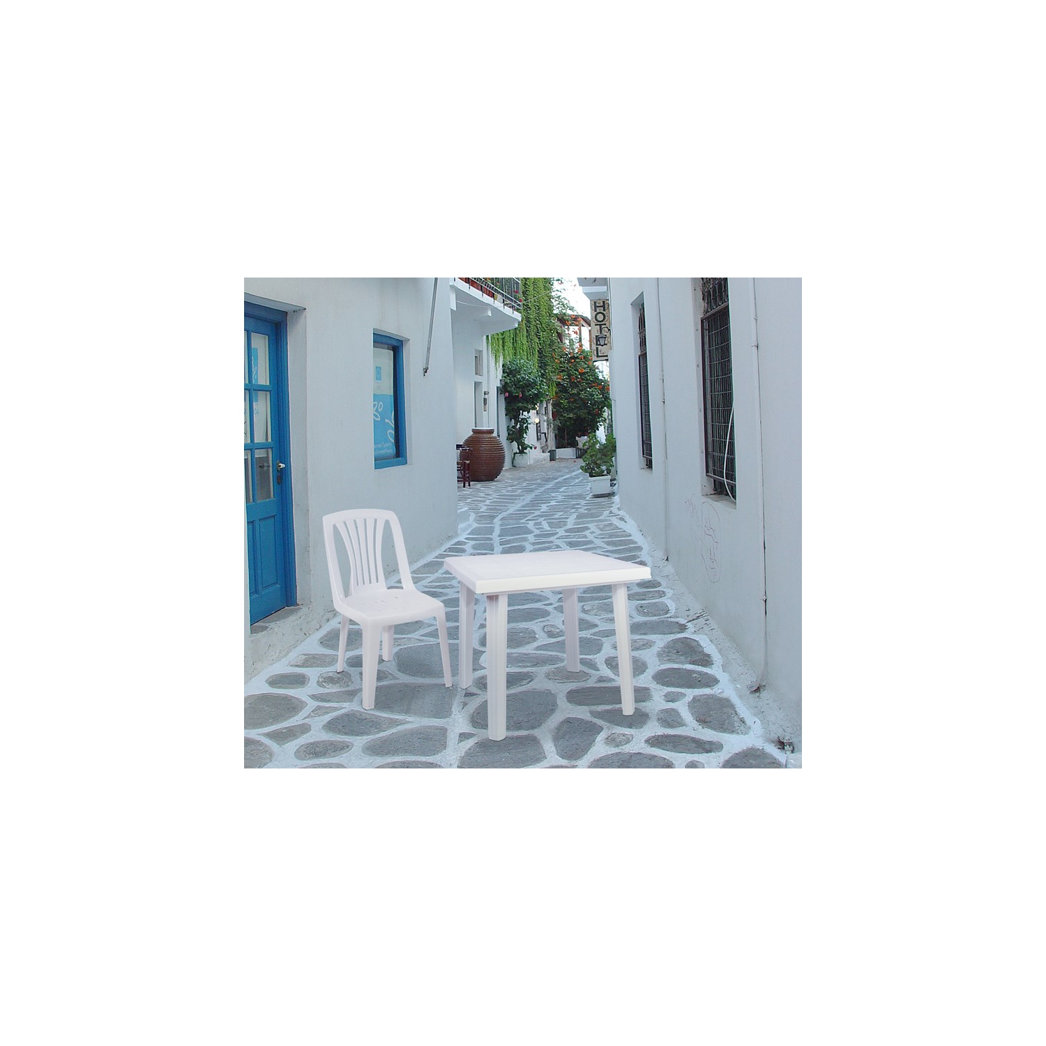 Compamia Cuadra 31" Square Resin Patio Dining Table in White