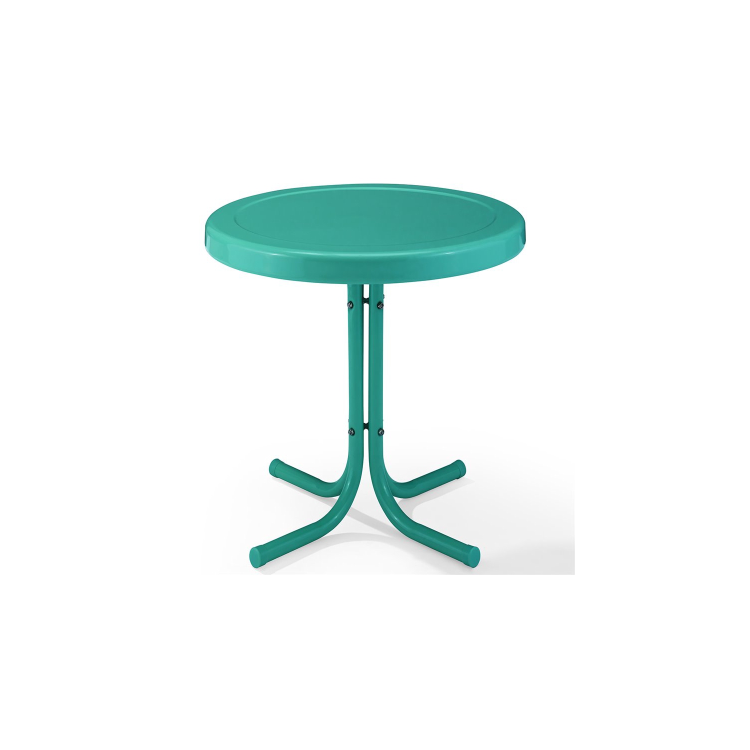 Pemberly Row Retro Metal Patio End Table in Turquoise