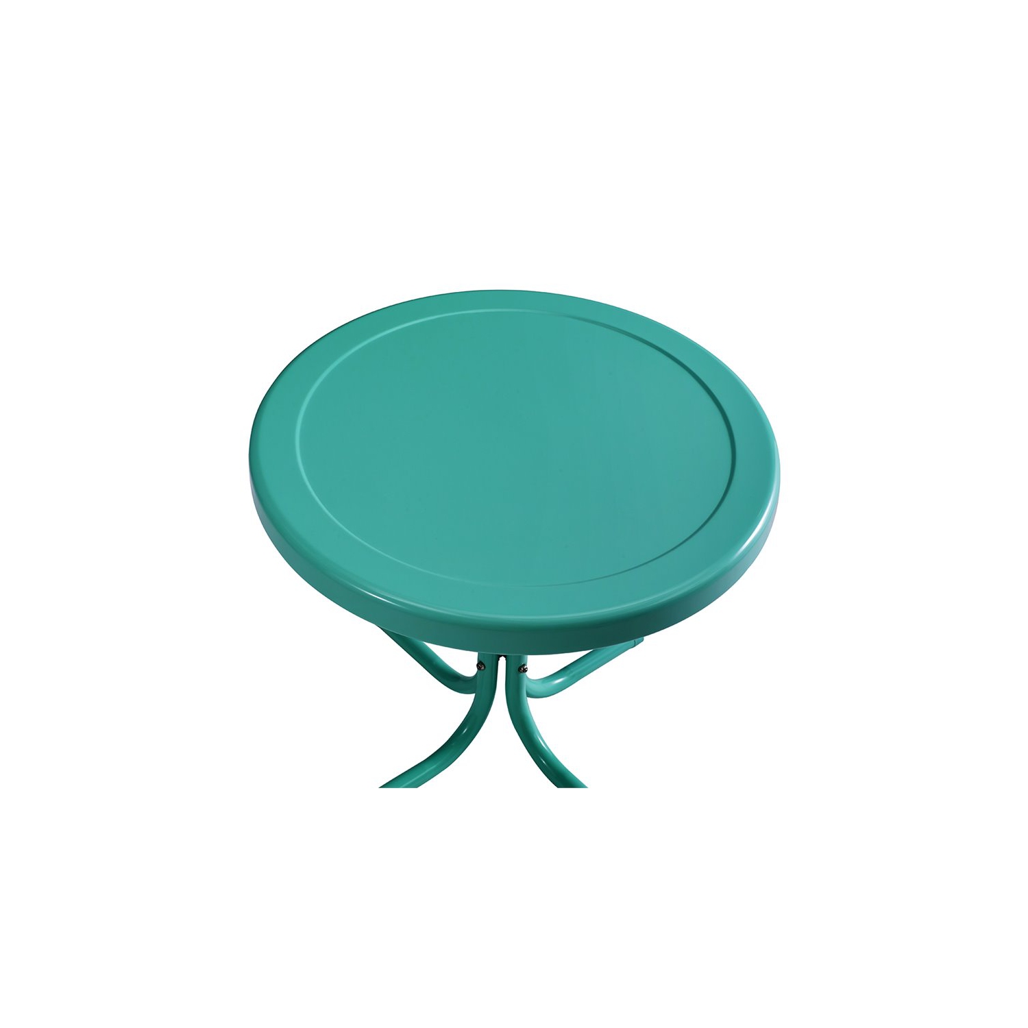 Pemberly Row Retro Metal Patio End Table in Turquoise