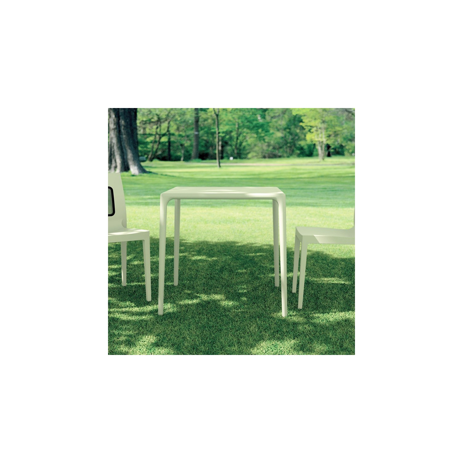 Compamia Mango 28" Square Patio Dining Table in Beige