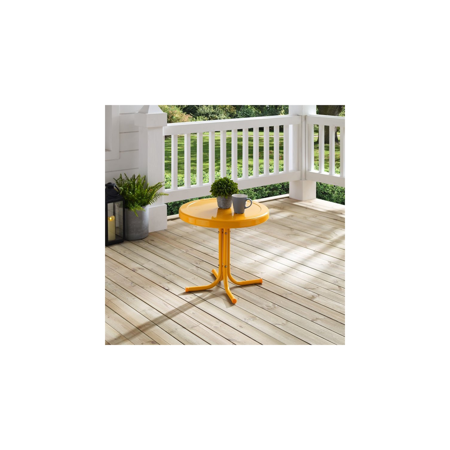 Crosley Retro Metal Patio End Table in Tangerine