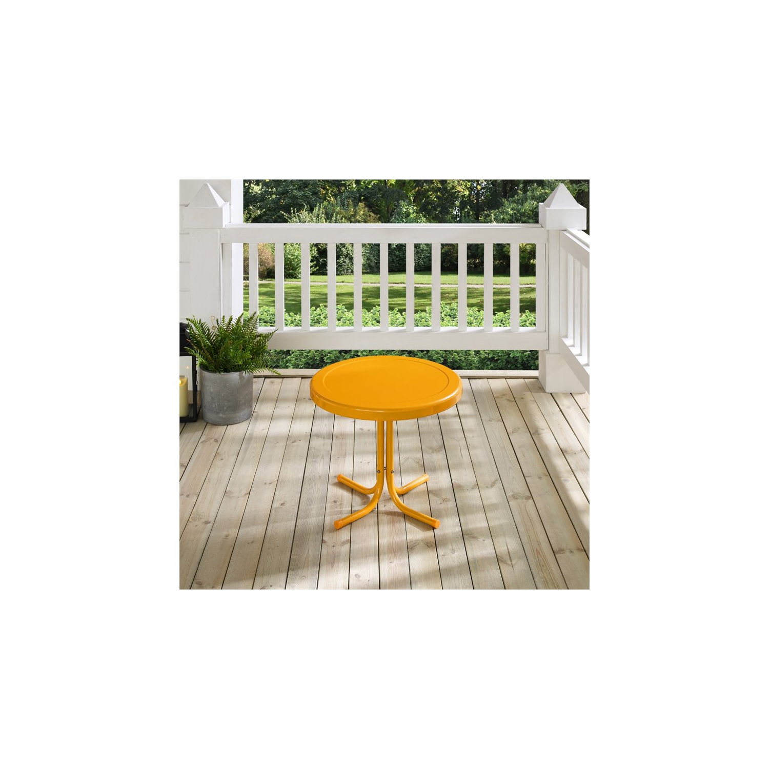 Crosley Retro Metal Patio End Table in Tangerine