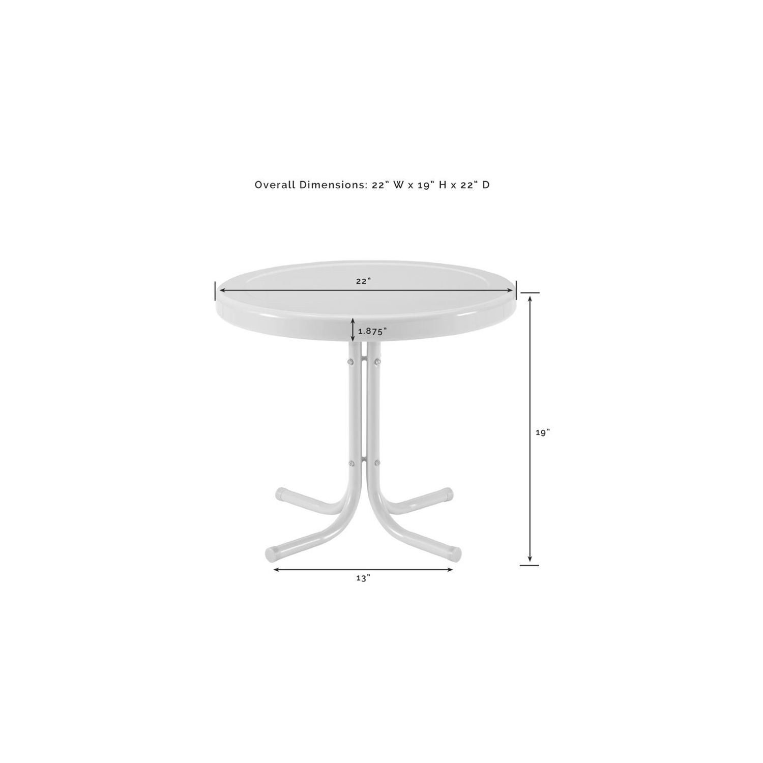 Crosley Retro Metal Patio End Table in Tangerine