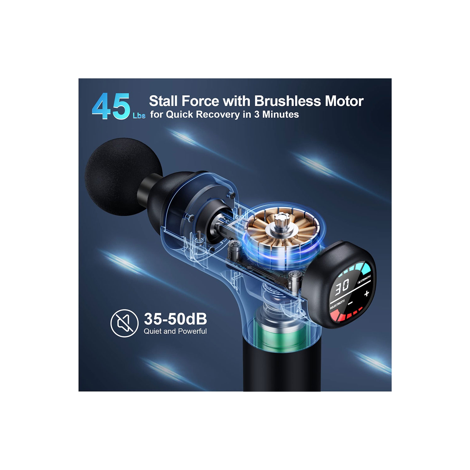 Saga Premium Deep Tissue Massage Gun – 30 Speed Levels, Touchscreen, Extra Quiet & Powerful, Leather Carry Case, Gift-Ready Packaging