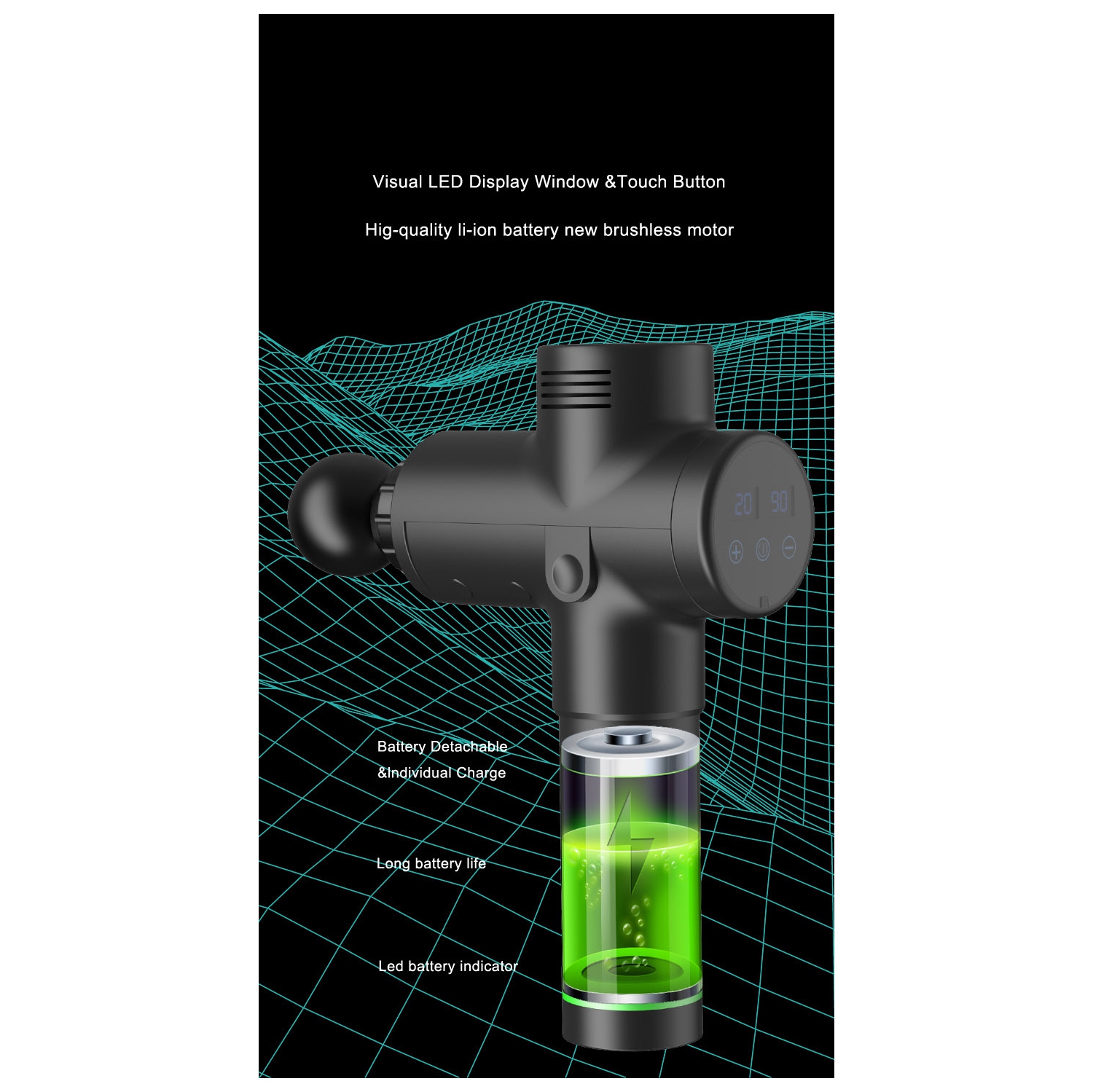 Saga Premium Deep Tissue Massage Gun – 30 Speed Levels, Touchscreen, Extra Quiet & Powerful, Leather Carry Case, Gift-Ready Packaging