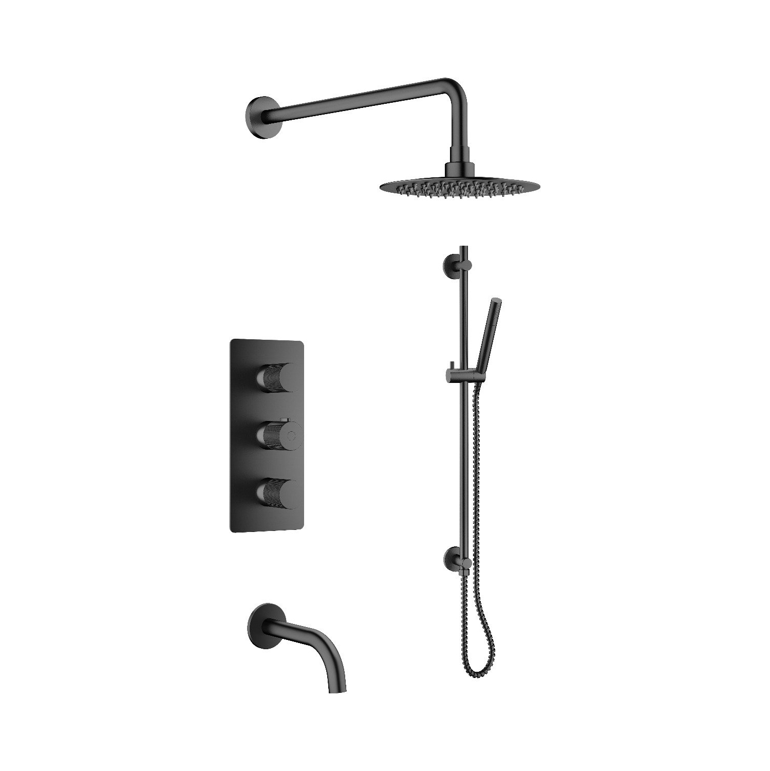 Agua Canada - VEDA-BK - High Quality Matte Black Round Hand Shower w/ Square thermostatic