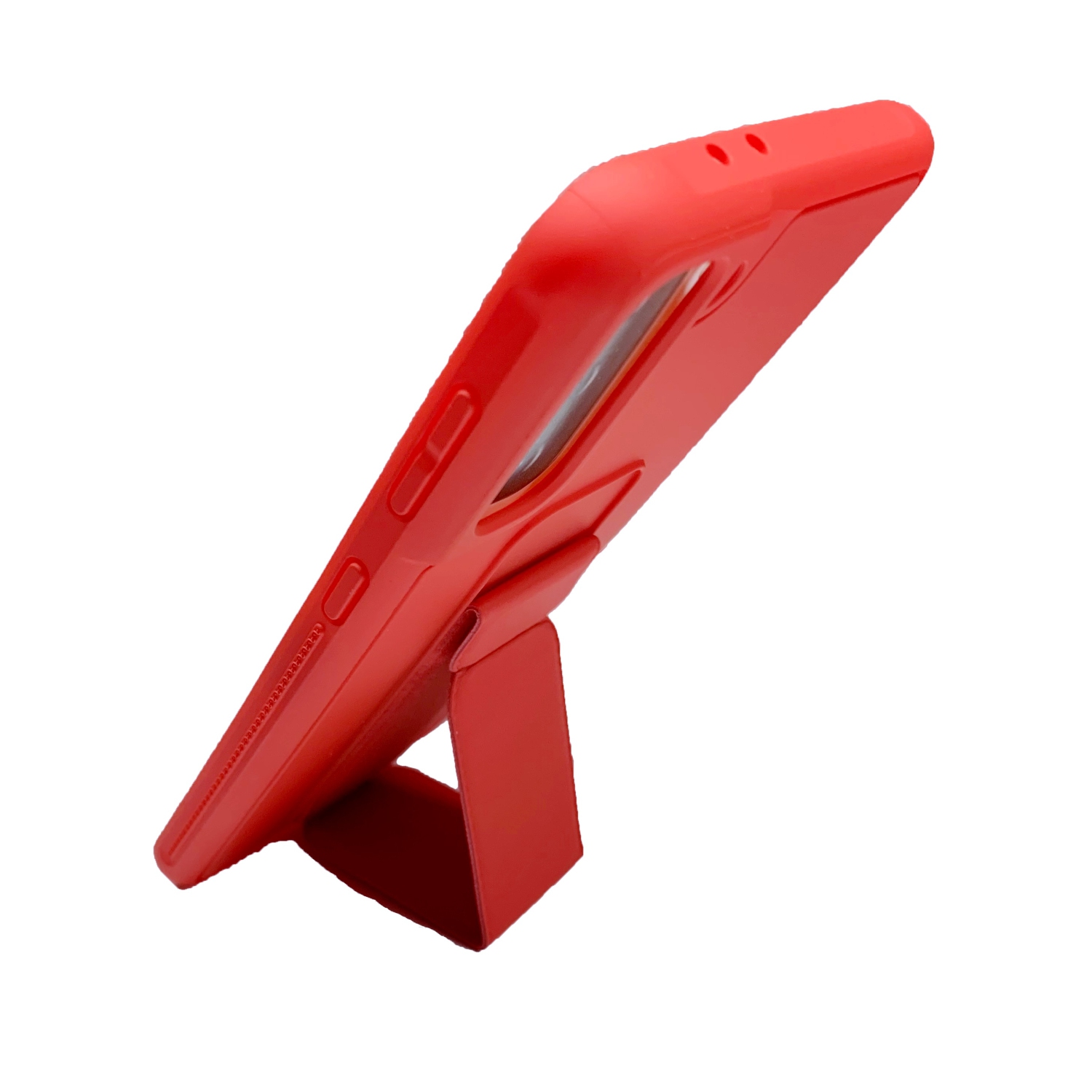 TopSave Vertical&Horizontal Kickstand Hand Wrist Strap Foldable Magnetic Stand Shockproof Protective Phone Case For Samsung S21 Plus, Red