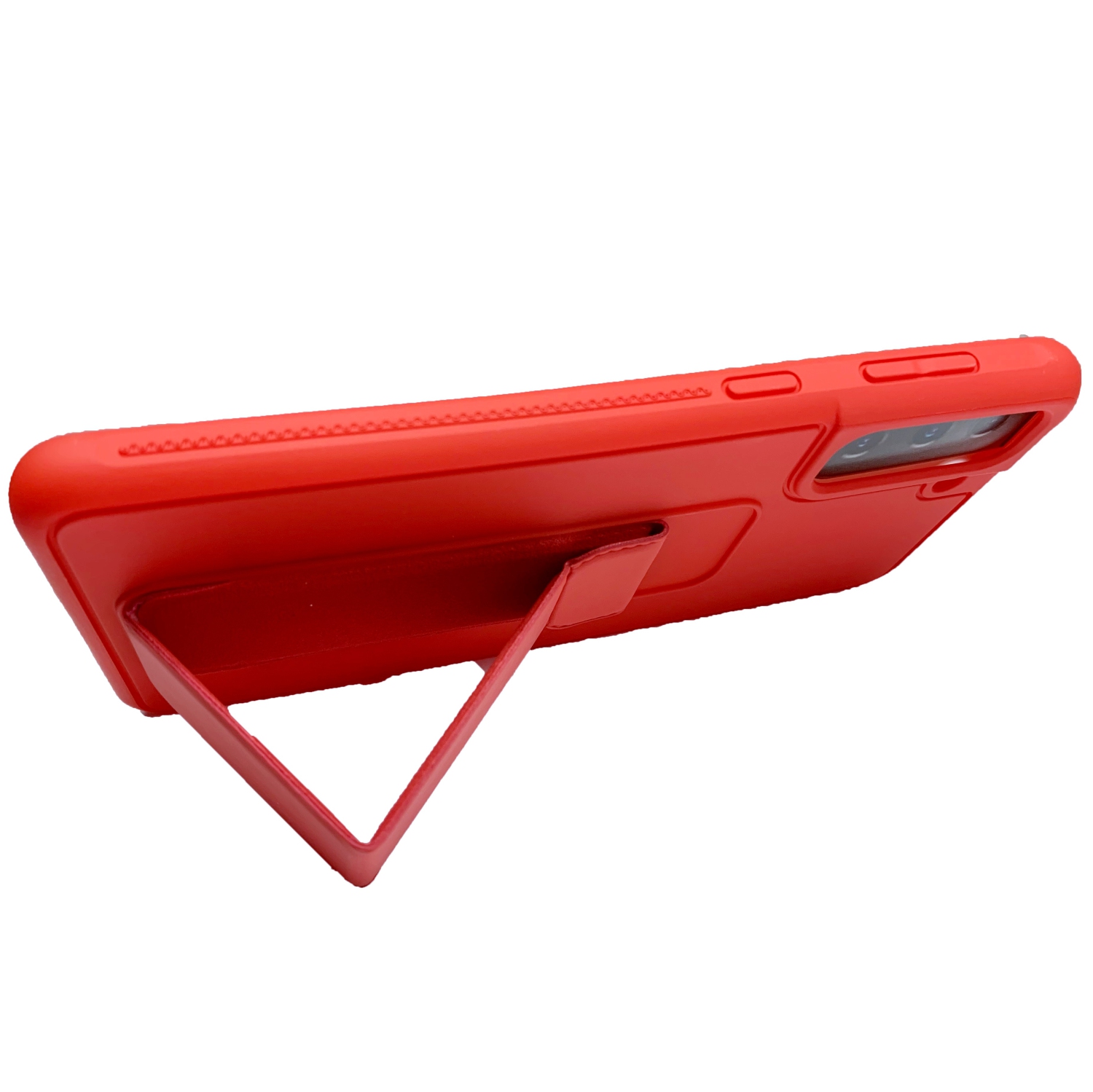 TopSave Vertical&Horizontal Kickstand Hand Wrist Strap Foldable Magnetic Stand Shockproof Protective Phone Case For Samsung S21 Plus, Red