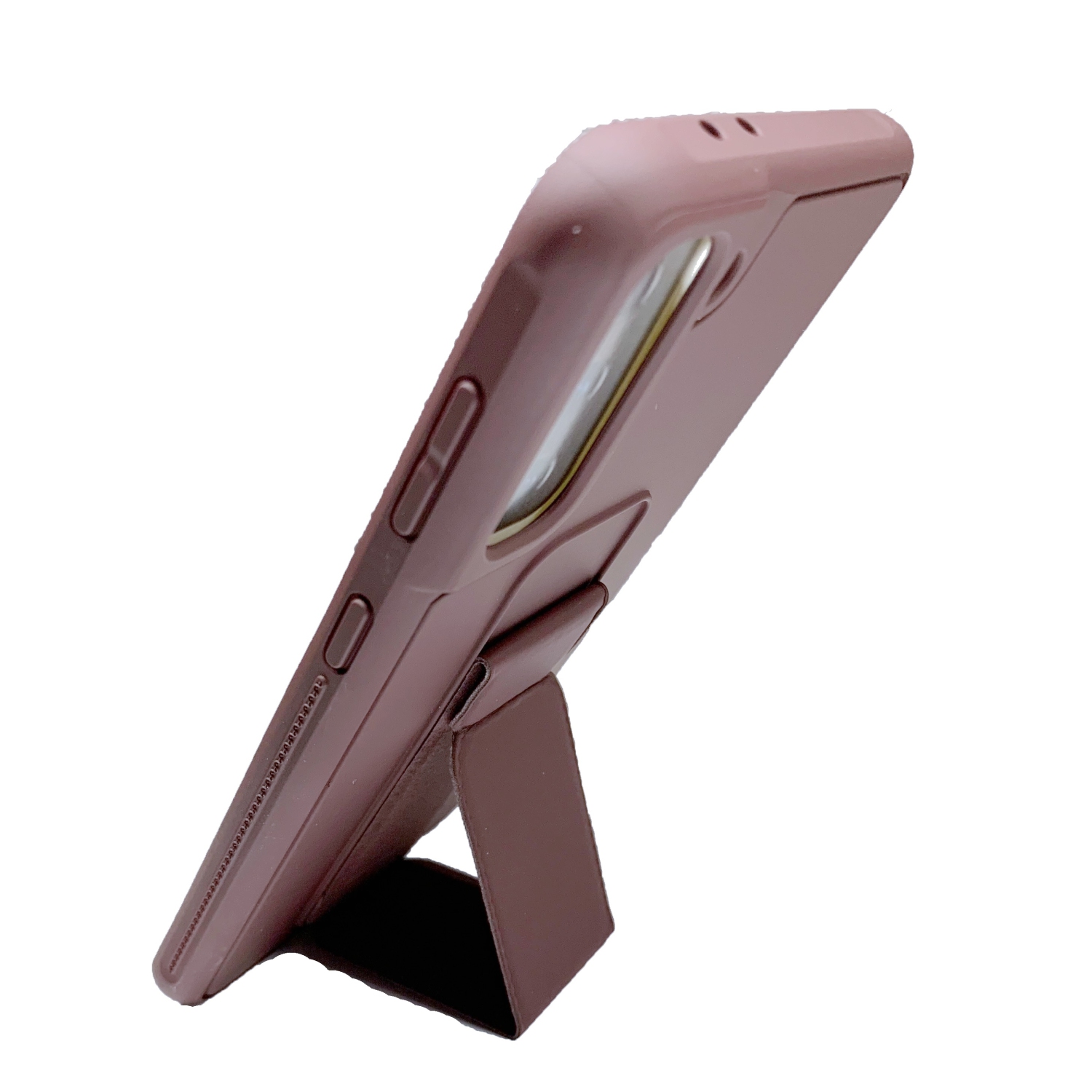 TopSave Vertical&Horizontal Kickstand Hand Wrist Strap Foldable Magnetic Stand Shockproof Protective Phone Case For Samsung S21 Plus, Brown