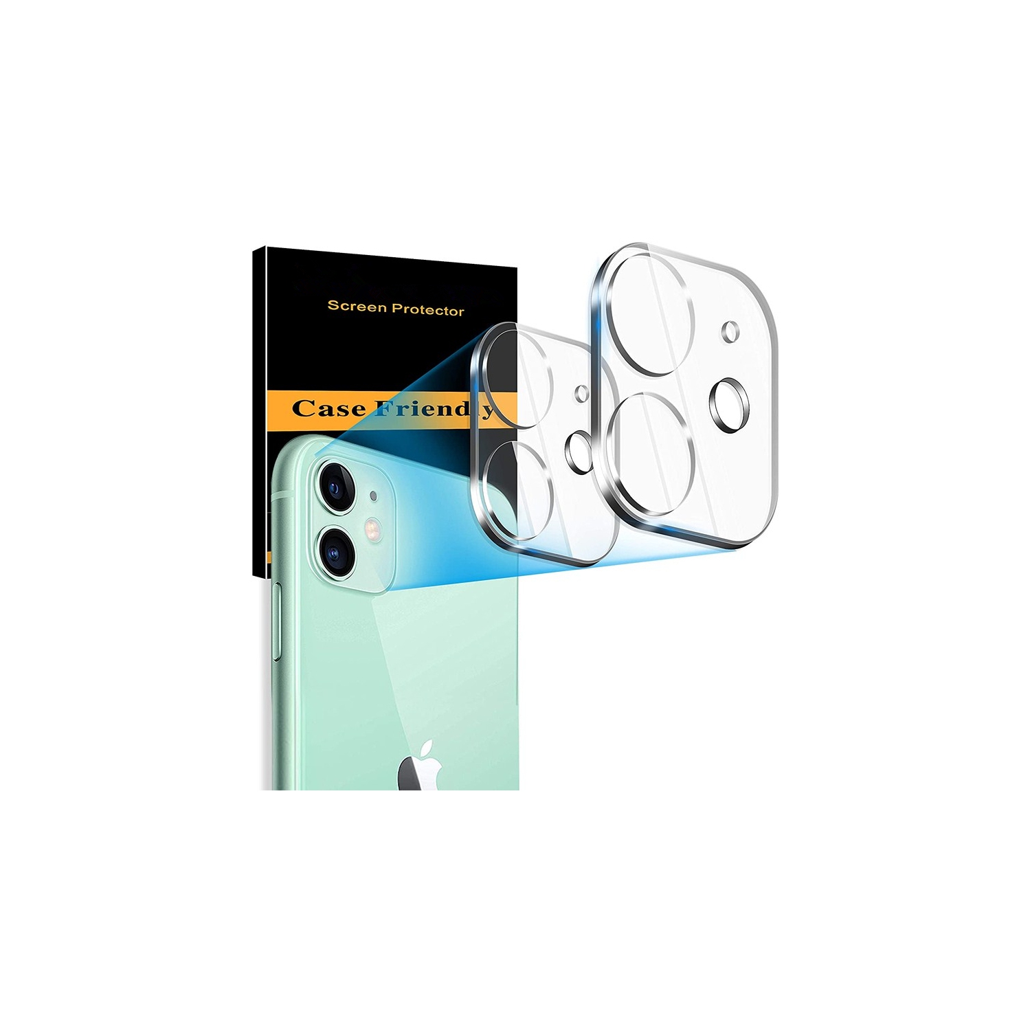 【2 Paquets】 Protecteur d'objectif de caméra en verre trempé ultra fin CSmart pour iPhone 12 Mini, transparent