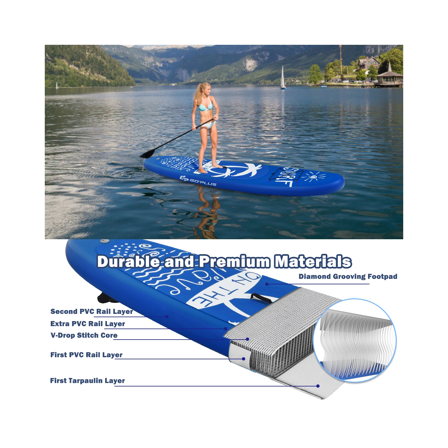 Goplus 10' Inflatable Stand Up Paddle Board W/Carry Bag Adjustable Paddle Adult Youth