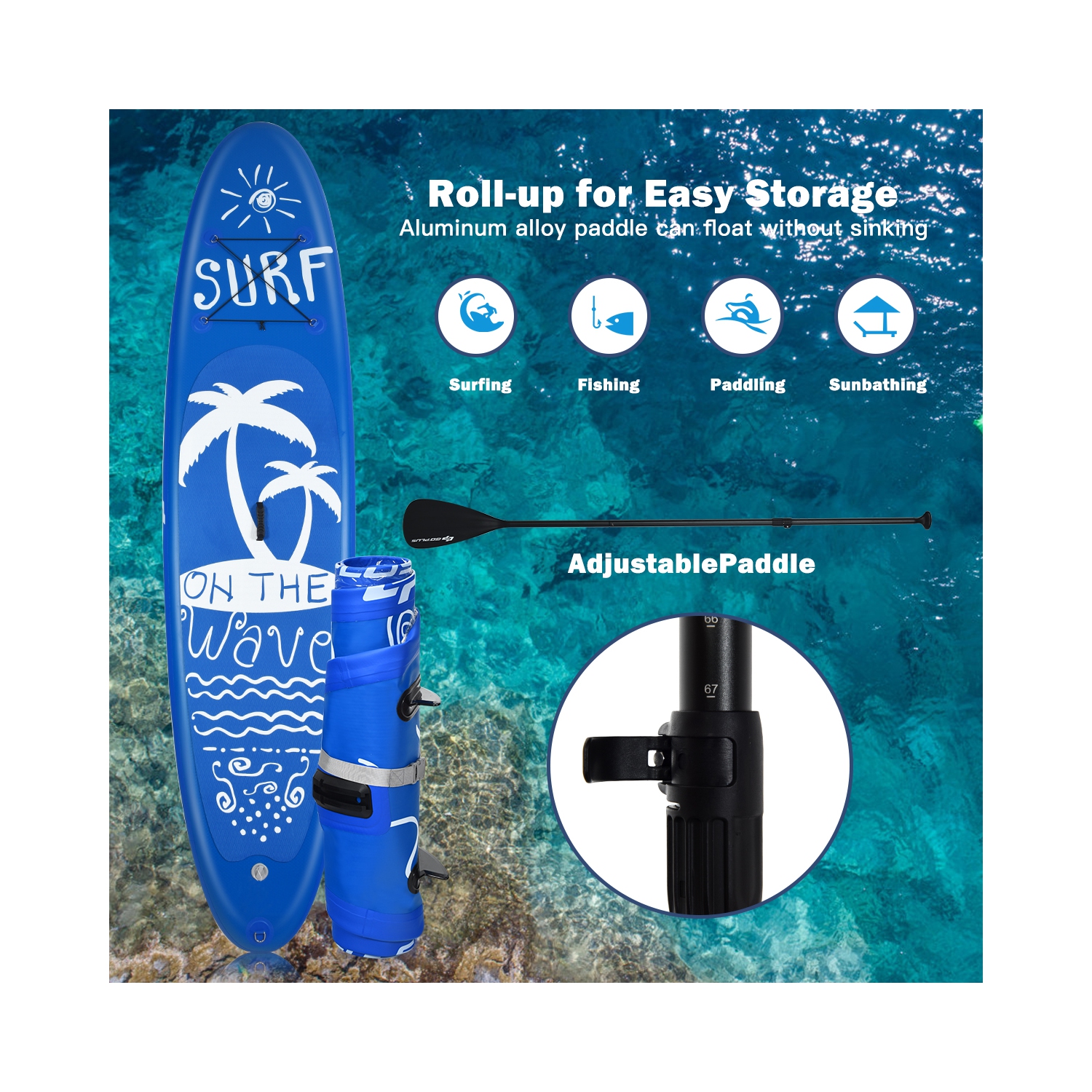 Goplus 10' Inflatable Stand Up Paddle Board W/Carry Bag Adjustable Paddle Adult Youth