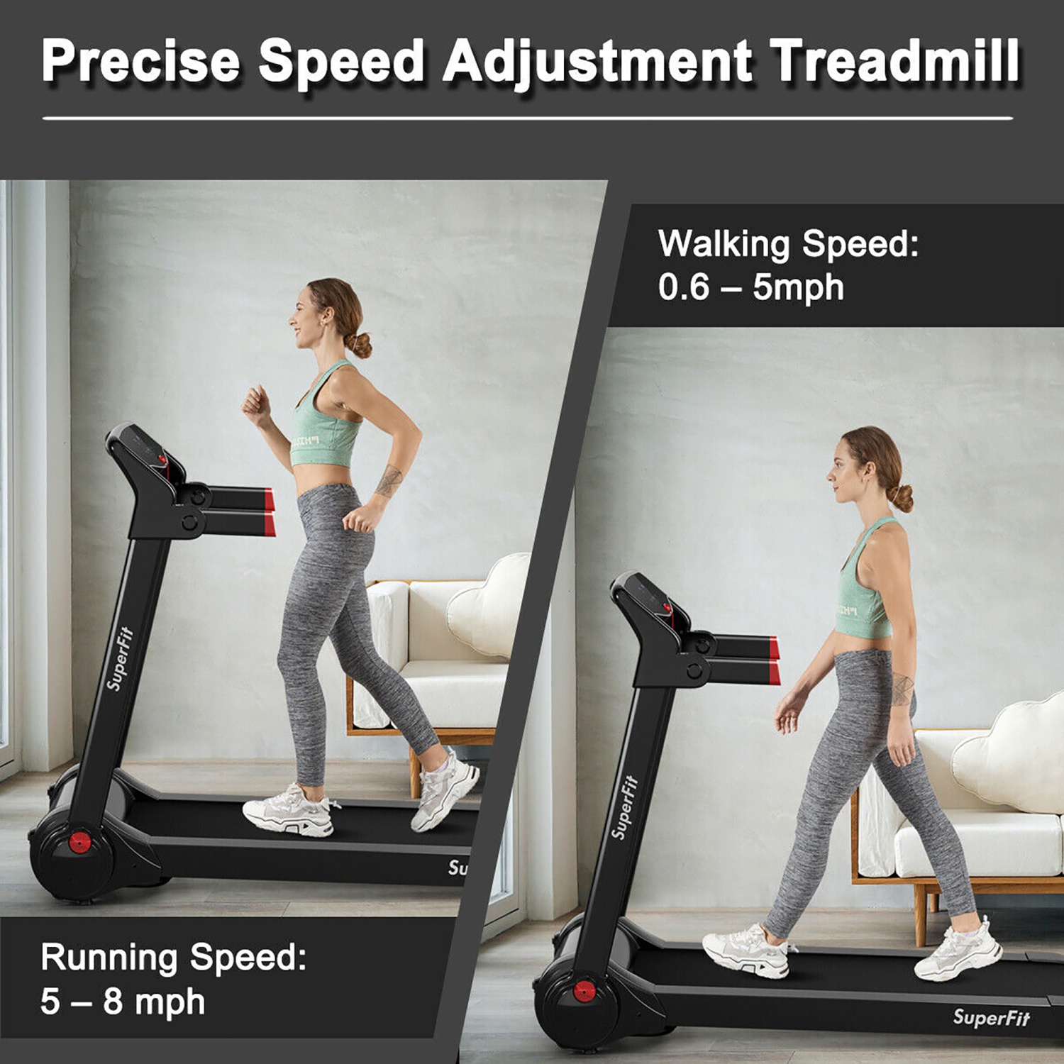 SuperFit 3HP Folding Electric Treadmill Running Machine w/ Bluetooth Speaker