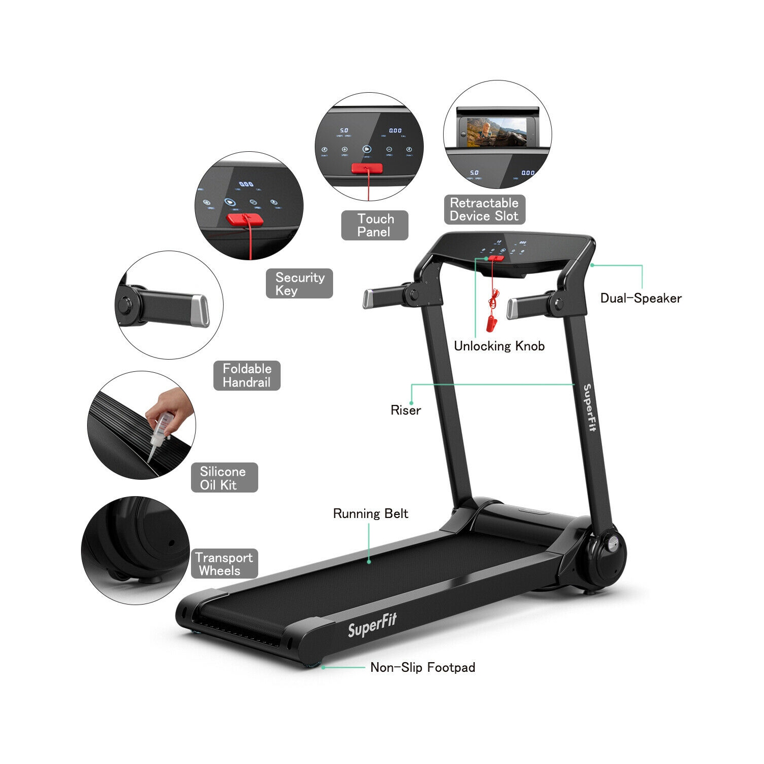 Tapis de course pliant 3CV SuperFit – Avec Bluetooth