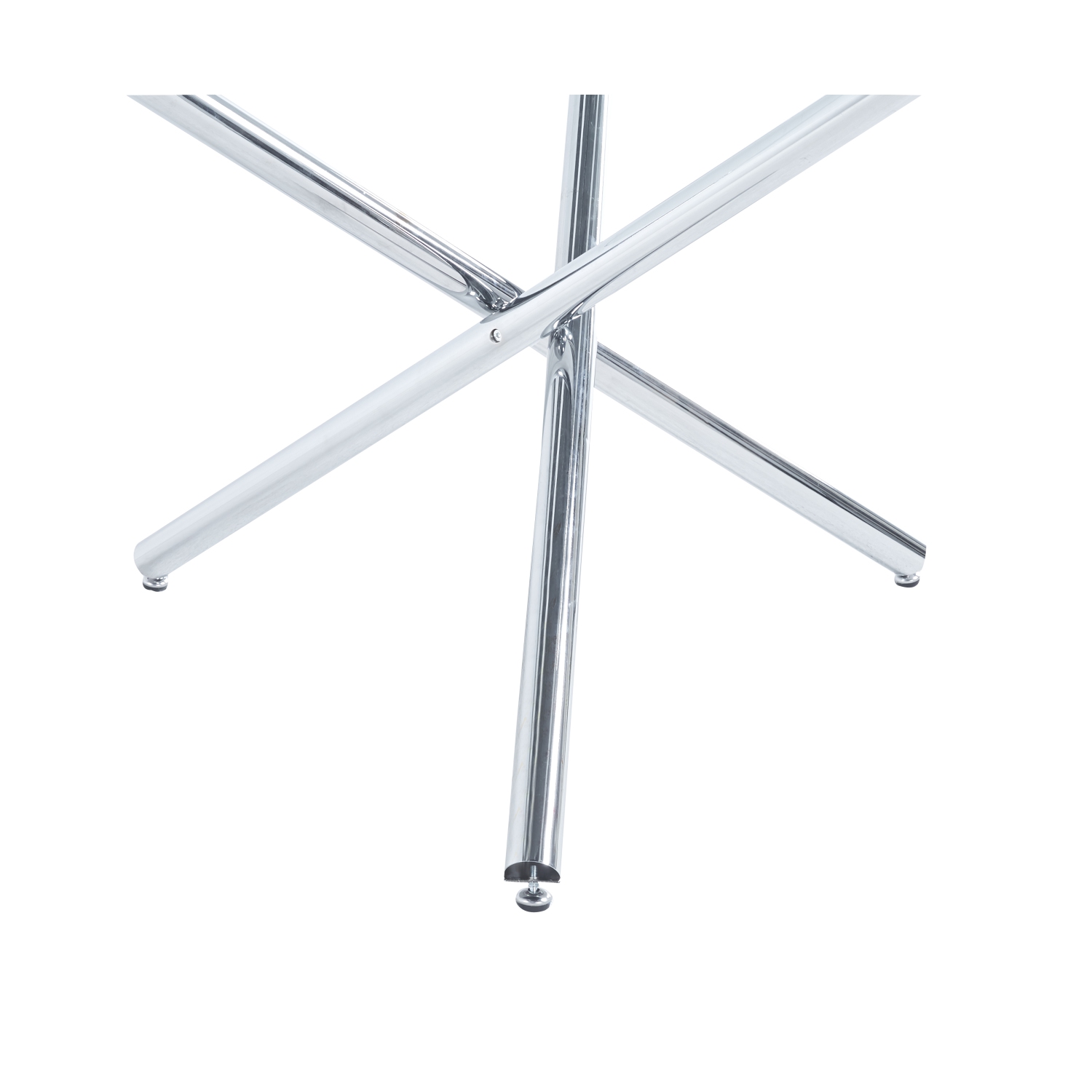 Contemporary Style Round 47 inch Dining Table Transparent Glass Dining Room Table With Chrome finsh Metal legs, Glass/Chrome