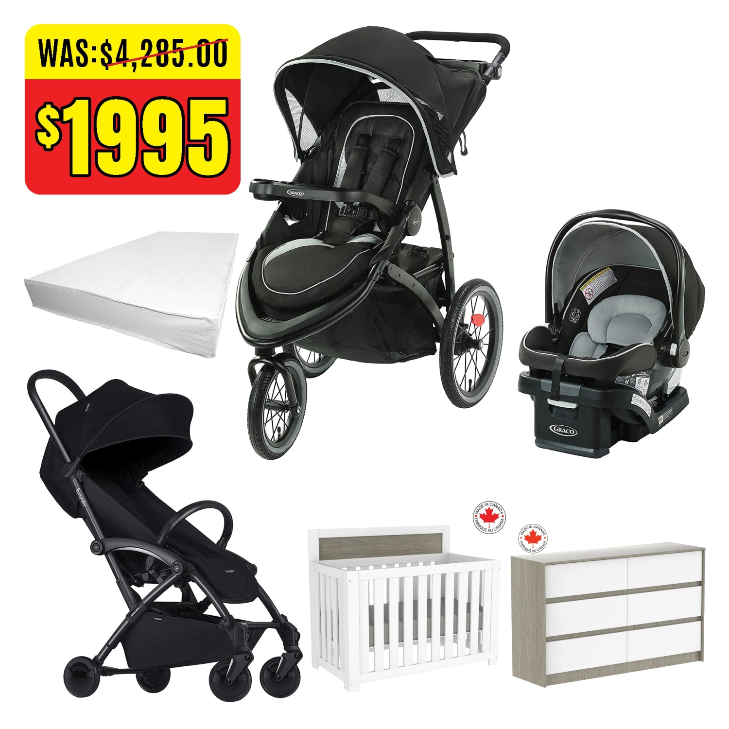 Bebelelo Set of 6 Baby Nursery Bundle 5 - graco safe jogger stroller with graco car seat